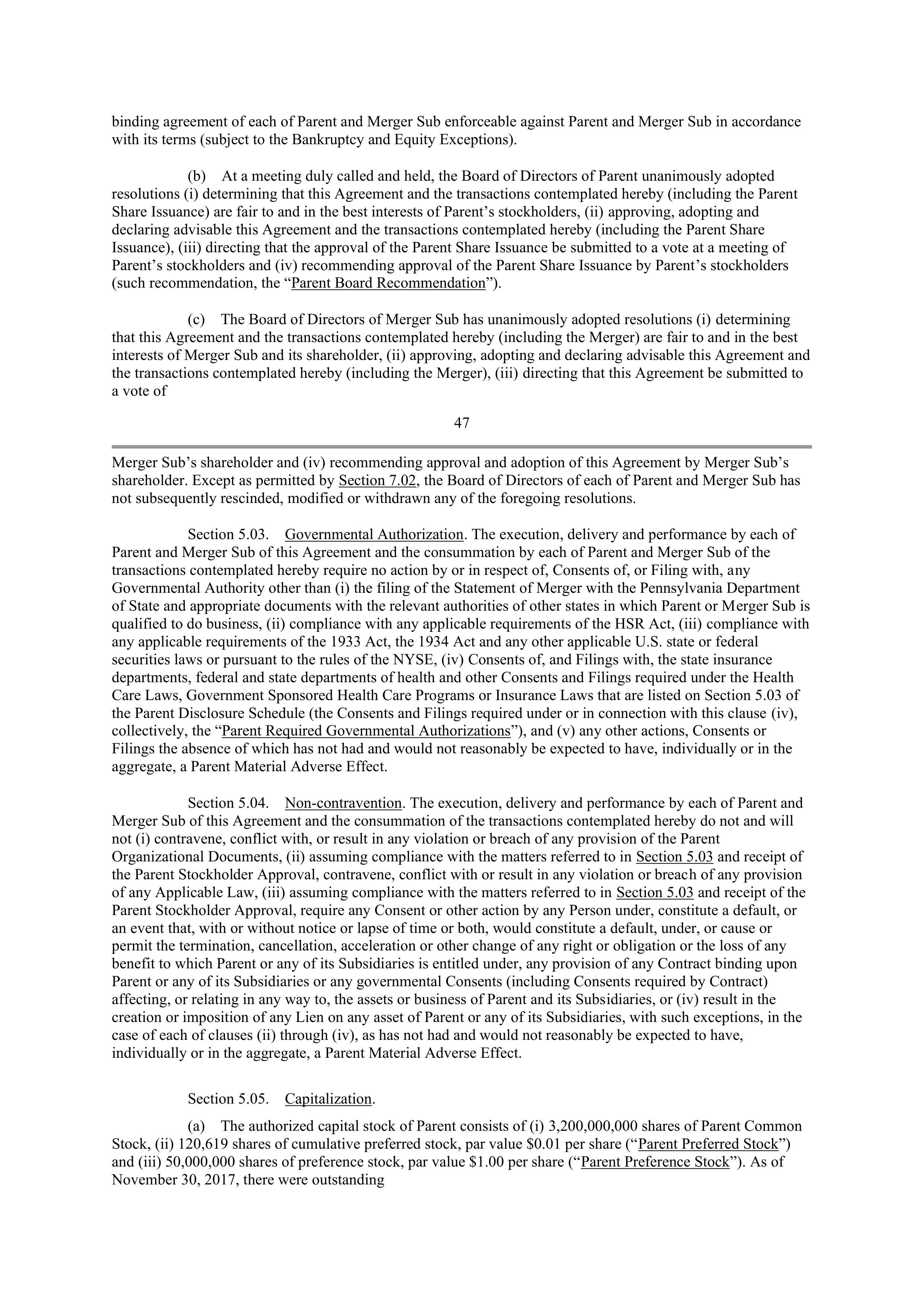 CVS Health Corporation PLAN OF MERGER — page 39