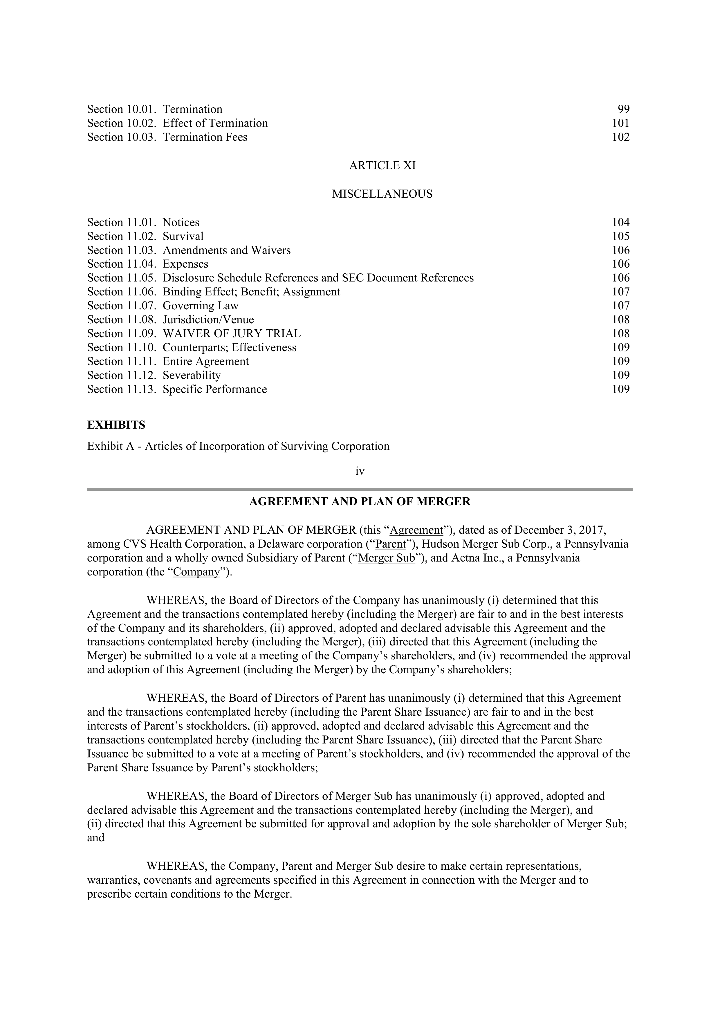 CVS Health Corporation PLAN OF MERGER — page 4