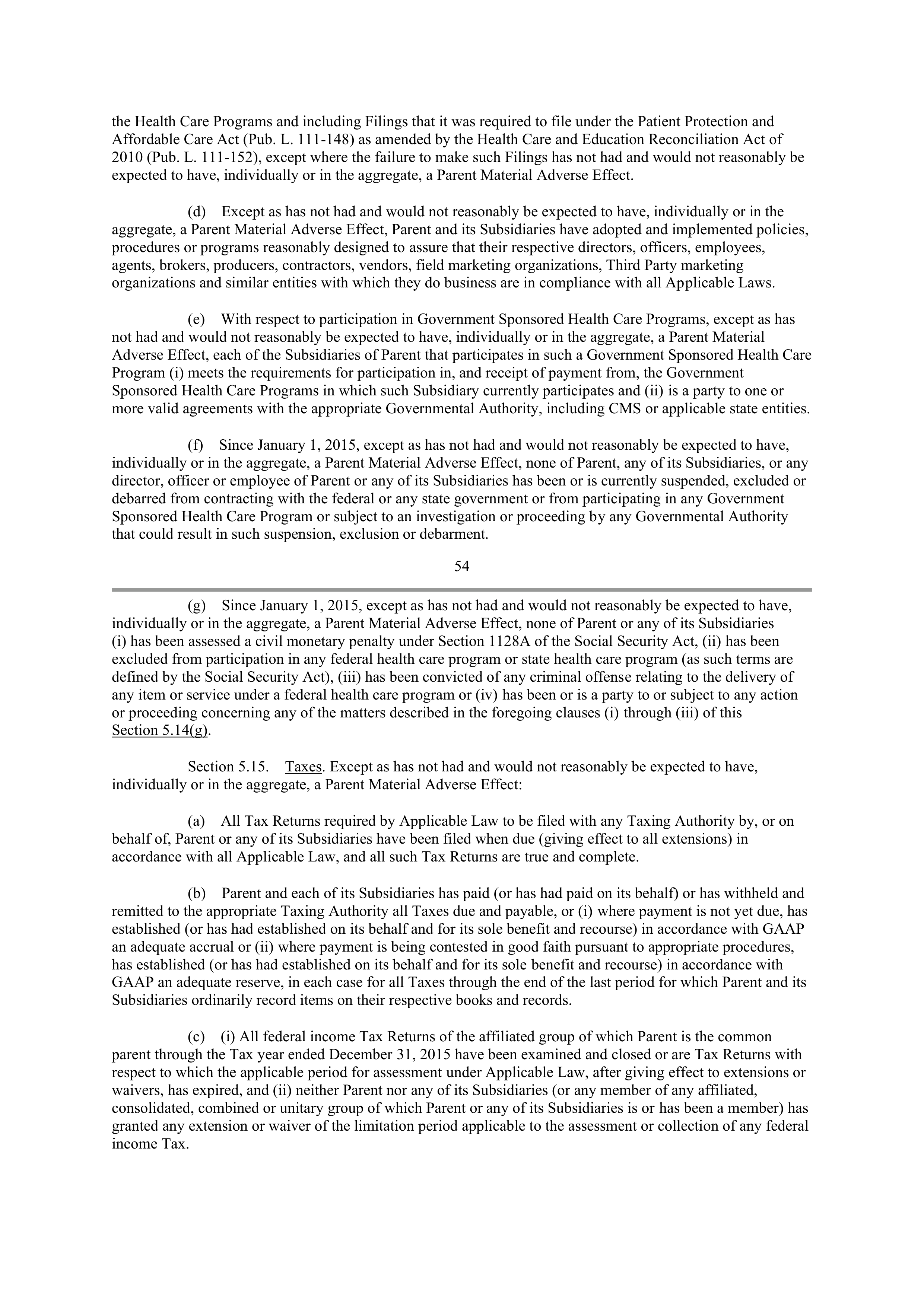 CVS Health Corporation PLAN OF MERGER — page 44