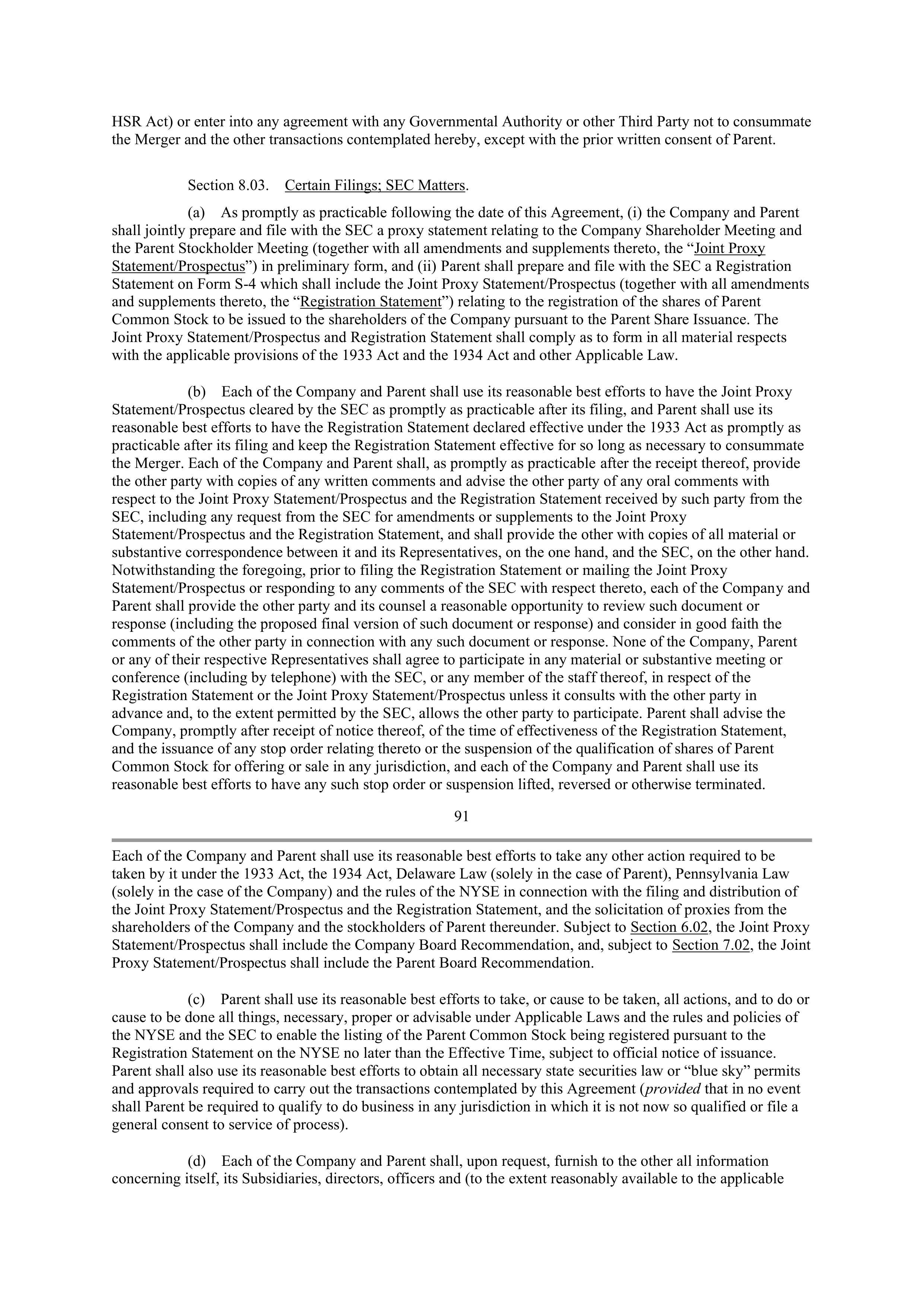 CVS Health Corporation PLAN OF MERGER — page 71