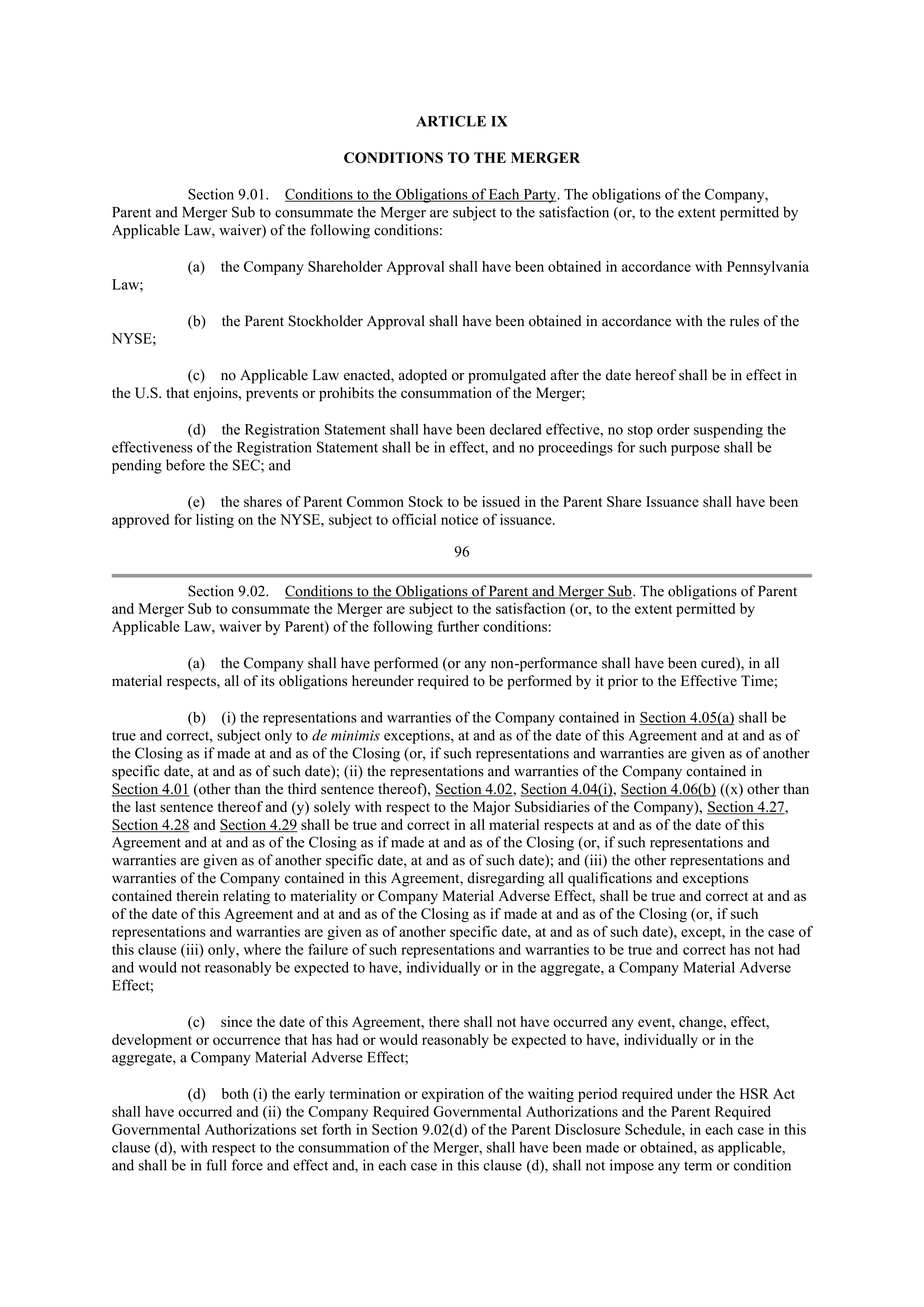 CVS Health Corporation PLAN OF MERGER — page 75
