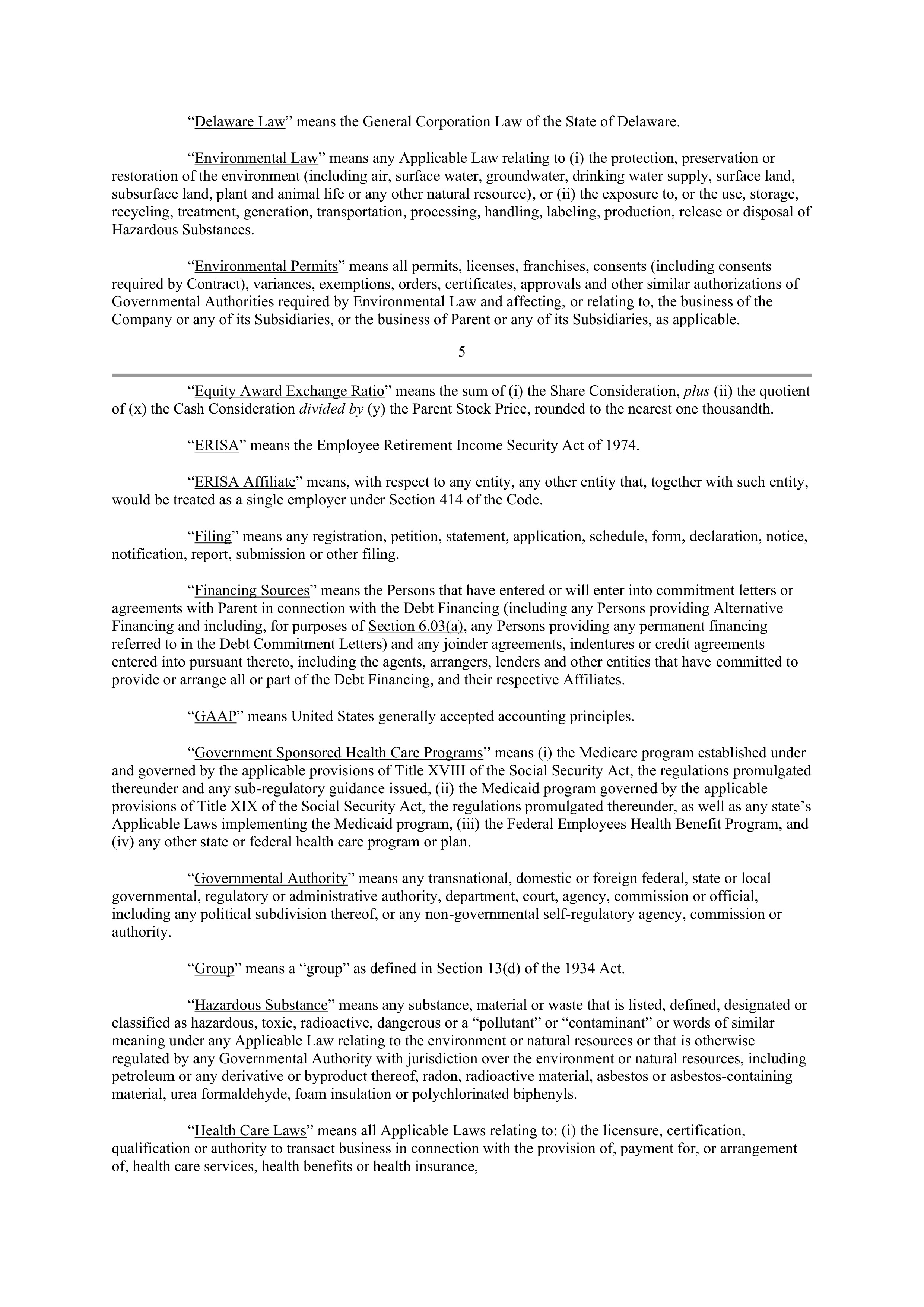 CVS Health Corporation PLAN OF MERGER — page 8