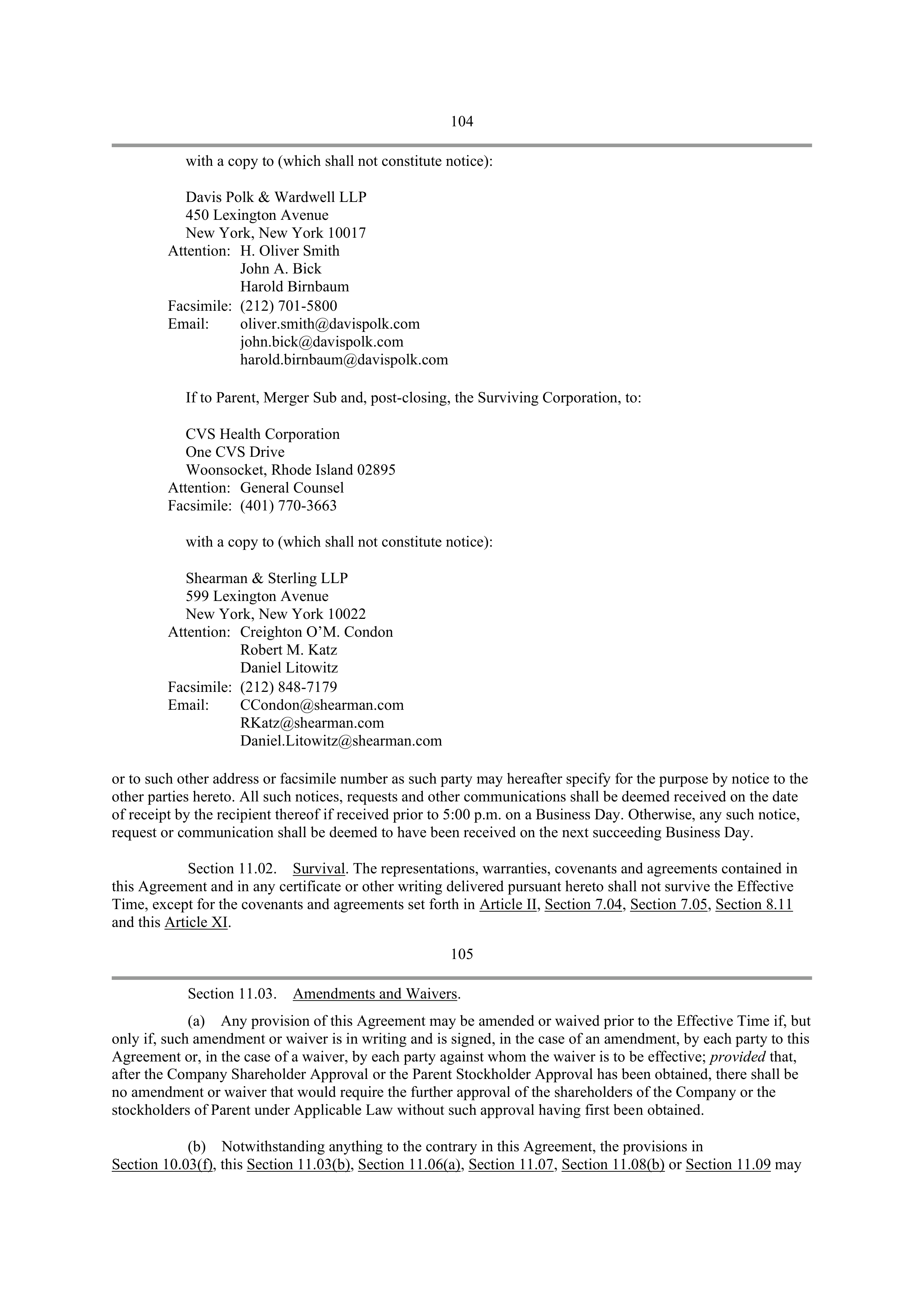 CVS Health Corporation PLAN OF MERGER — page 81