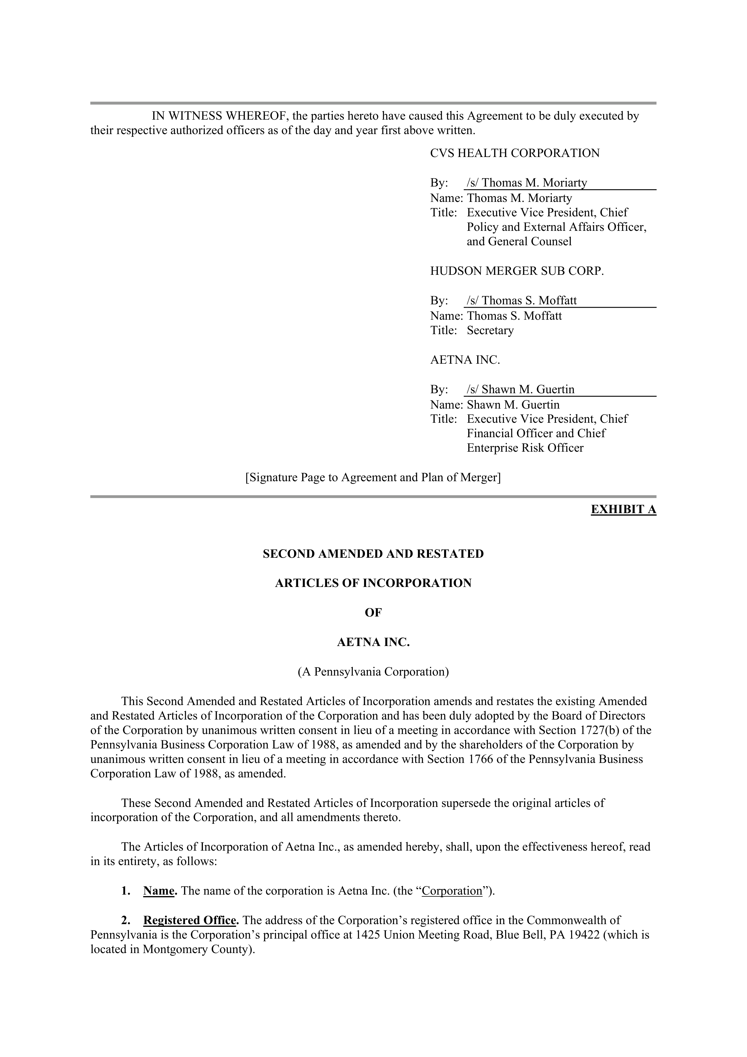CVS Health Corporation PLAN OF MERGER — page 85