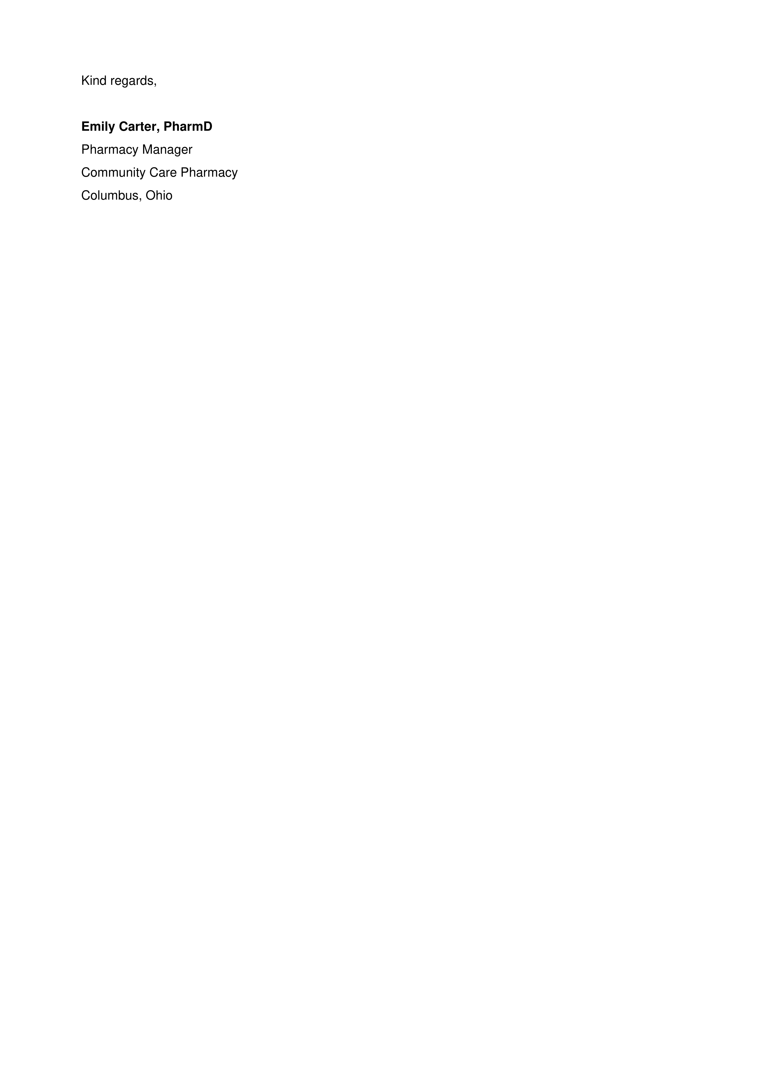 CVS Health Pharmacy Manager Letter of Interest — page 2
