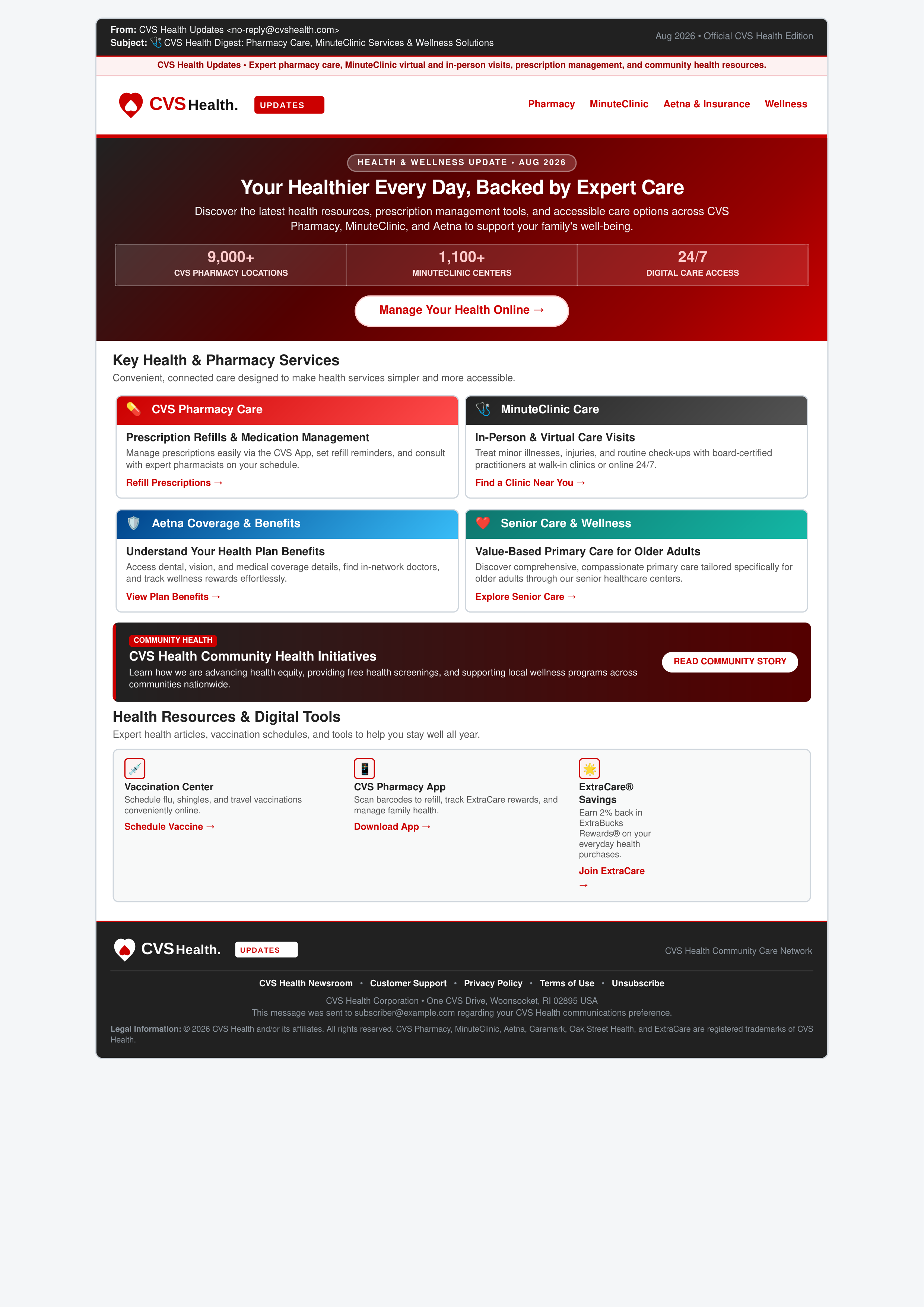 CVS Health Updates Email Newsletter — page 1
