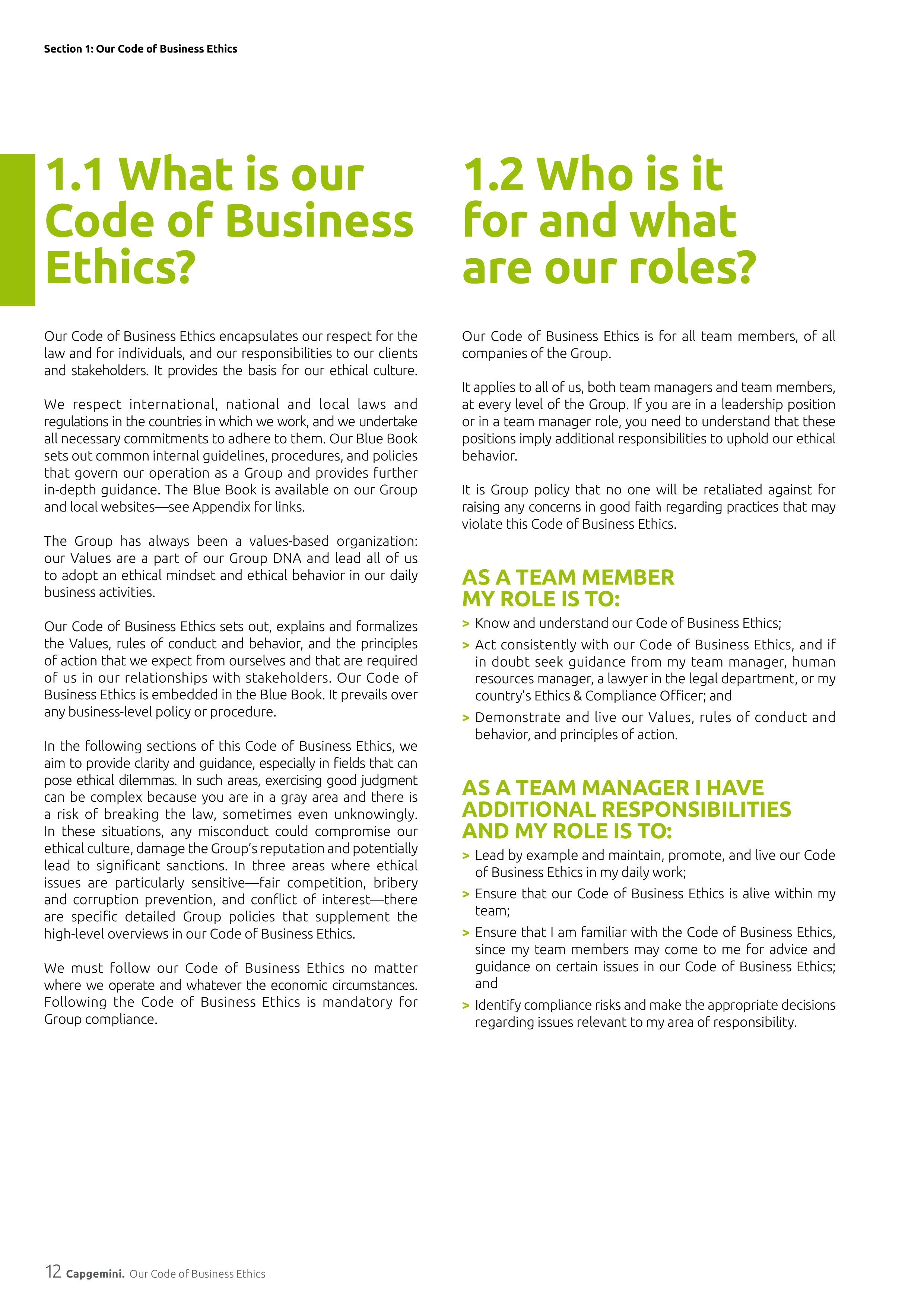 Capgemini Our Code of Business Ethics Handbook — page 12
