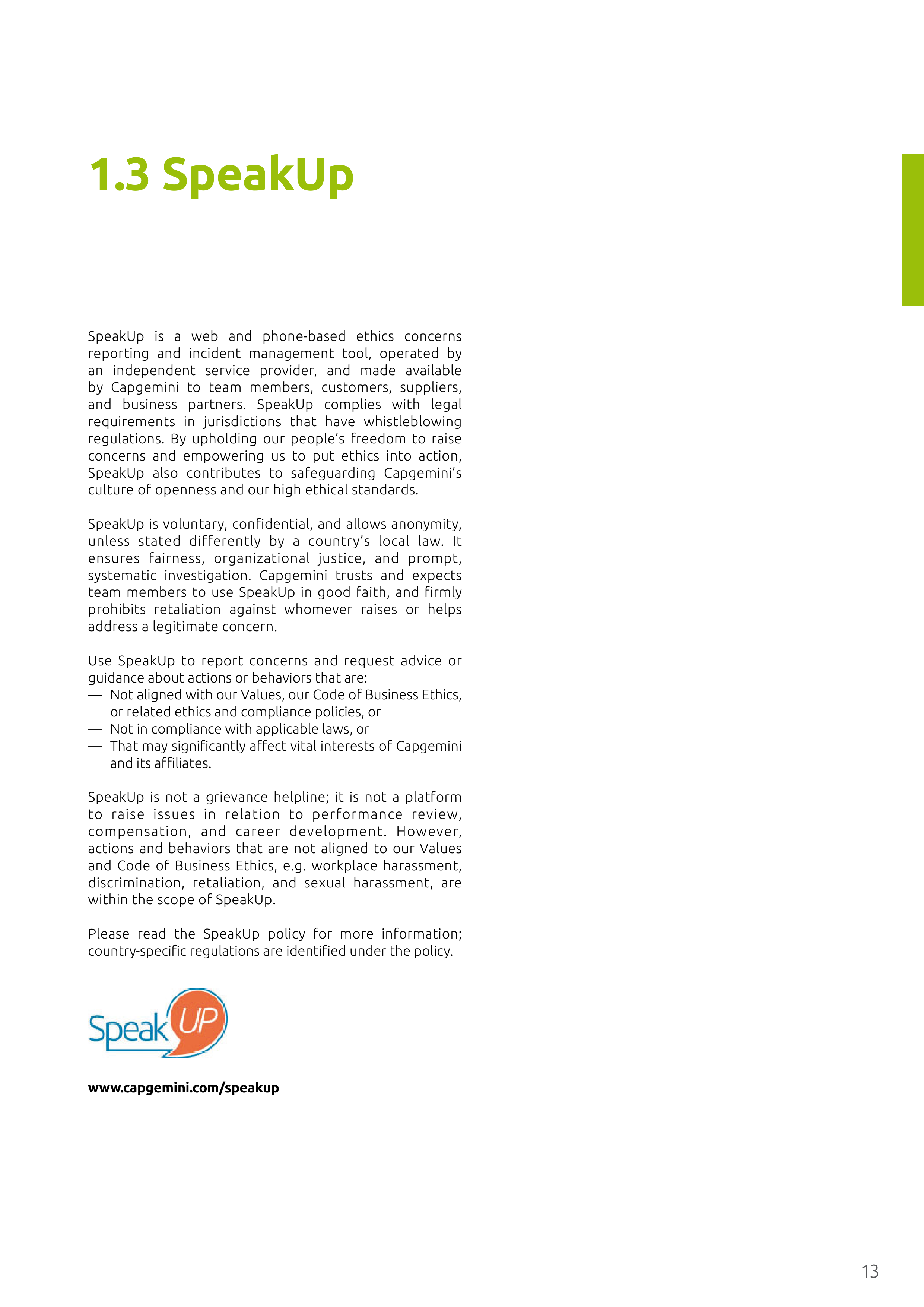 Capgemini Our Code of Business Ethics Handbook — page 13
