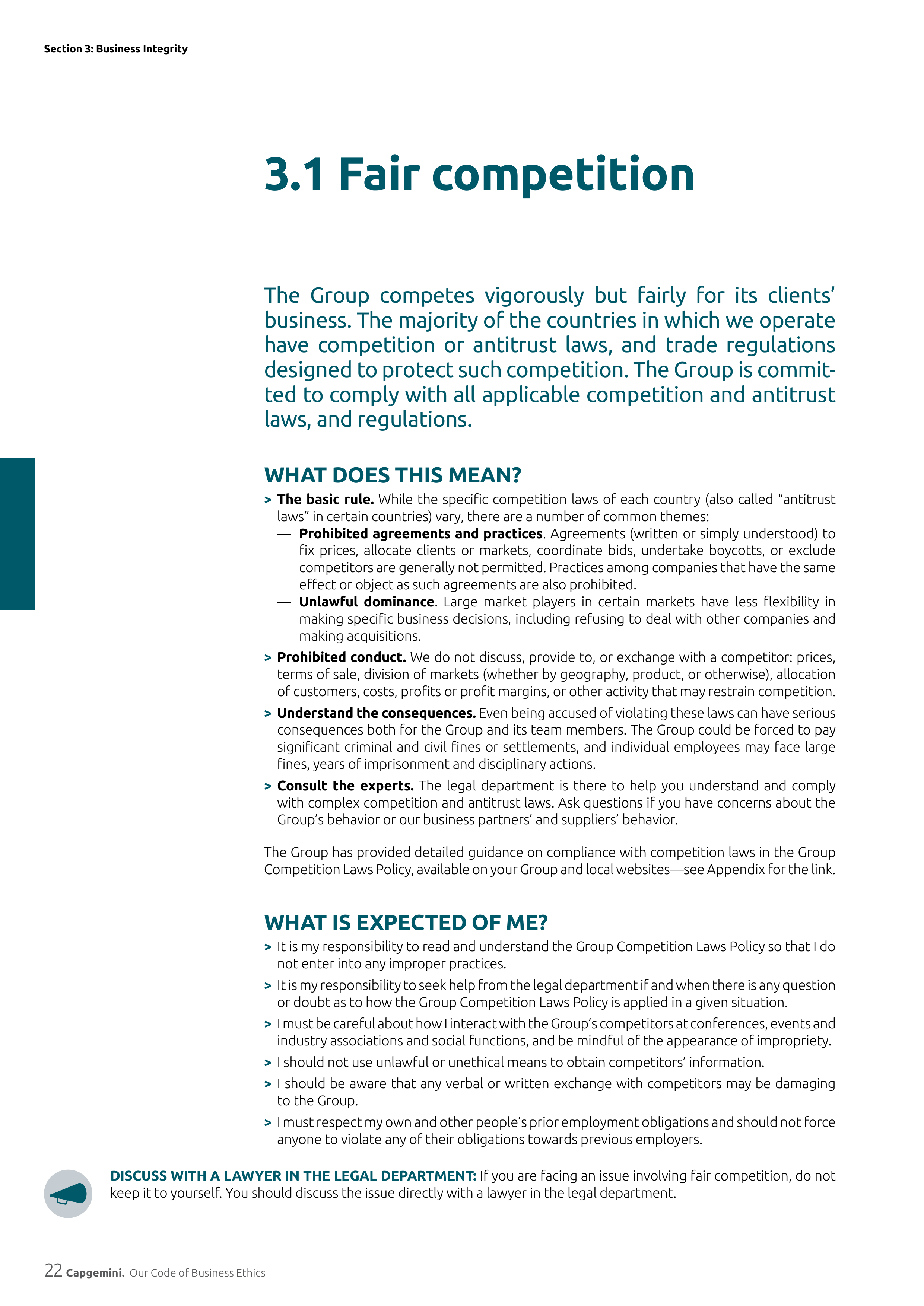 Capgemini Our Code of Business Ethics Handbook — page 22