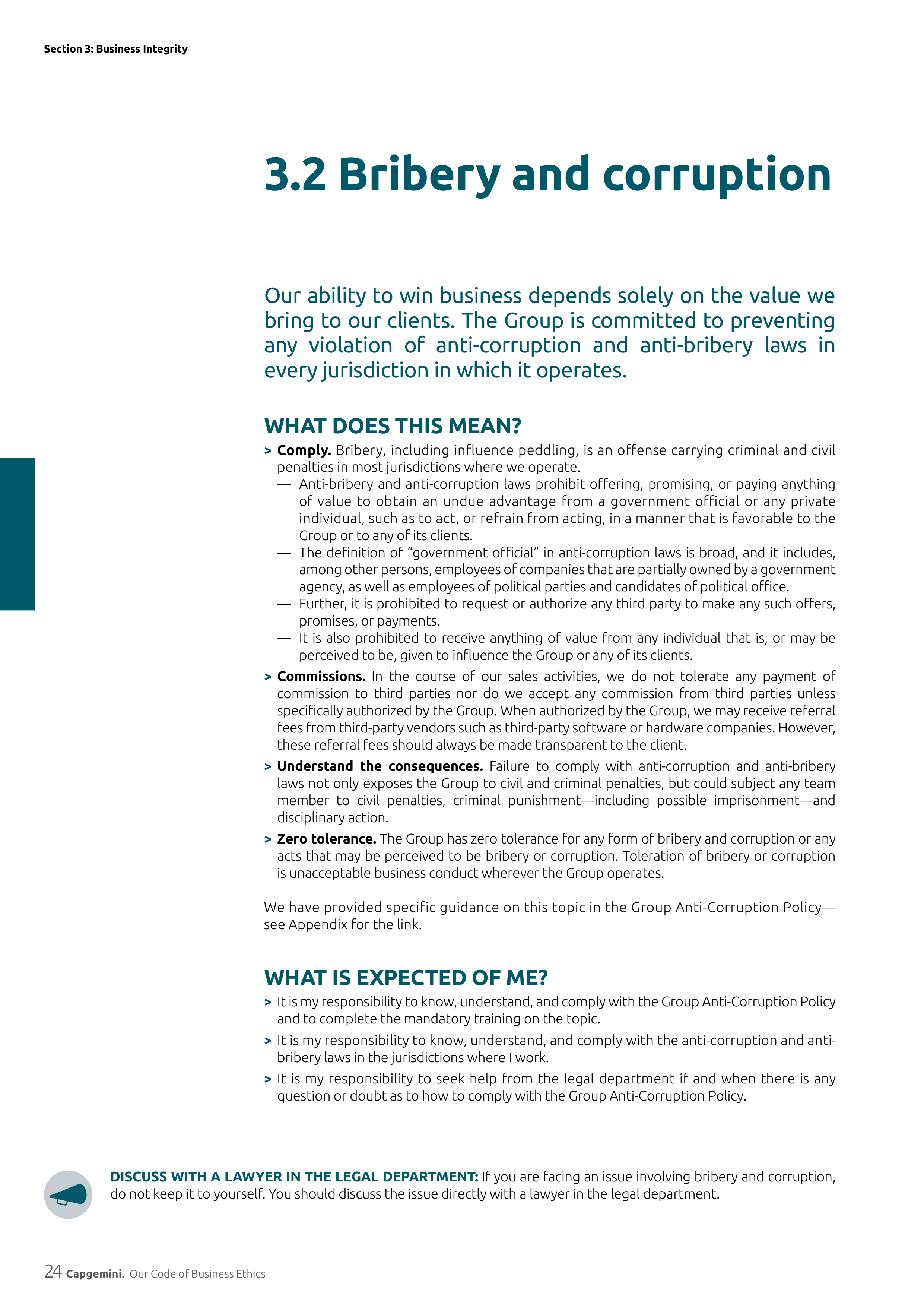 Capgemini Our Code of Business Ethics Handbook — page 24