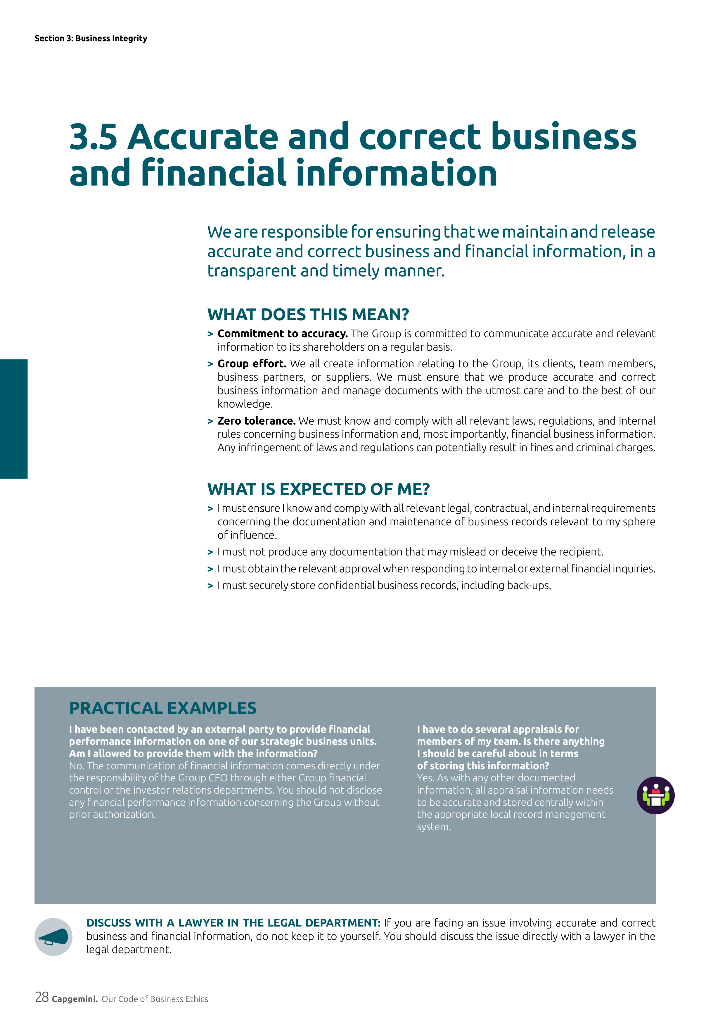 Capgemini Our Code of Business Ethics Handbook — page 28
