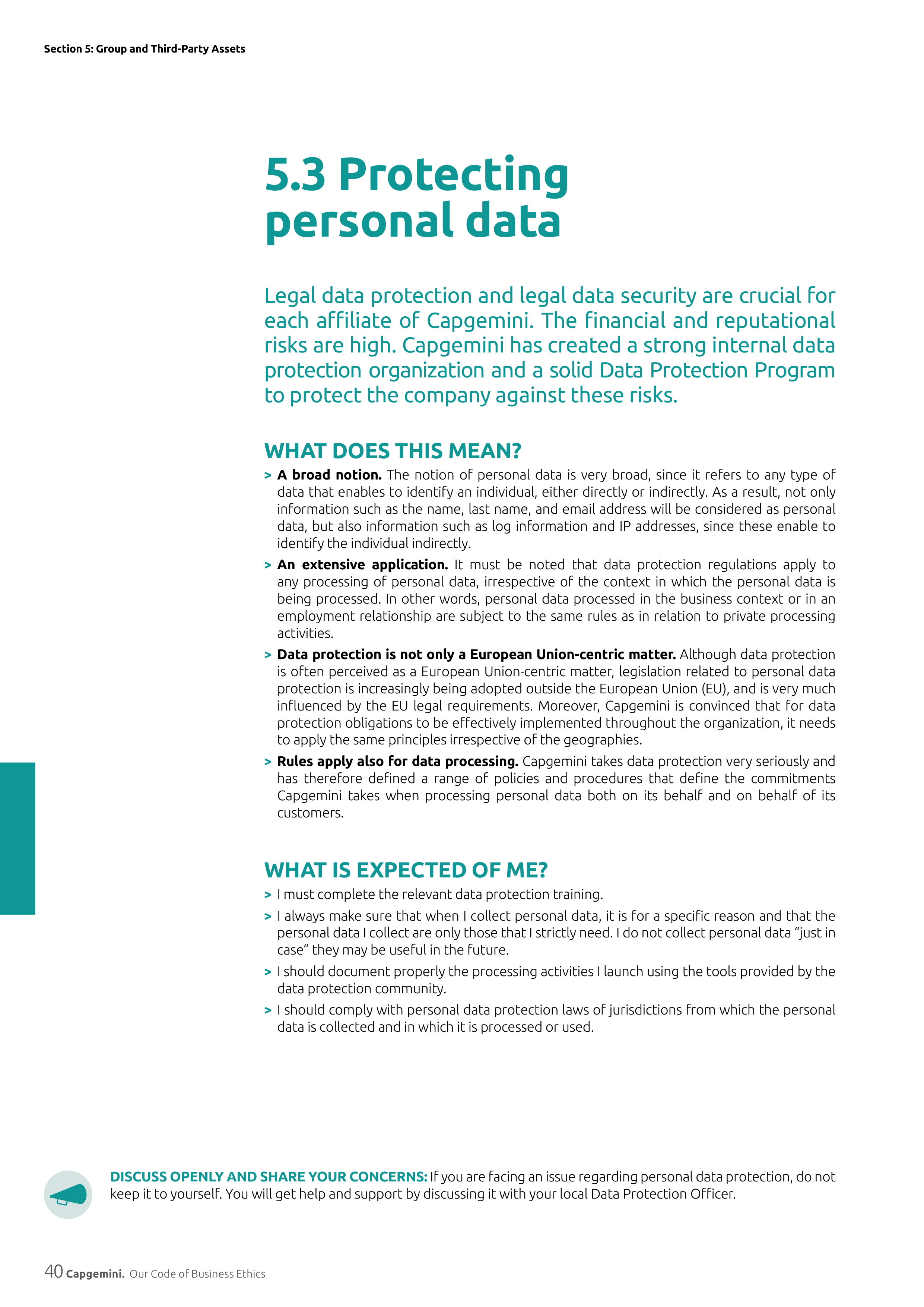 Capgemini Our Code of Business Ethics Handbook — page 40