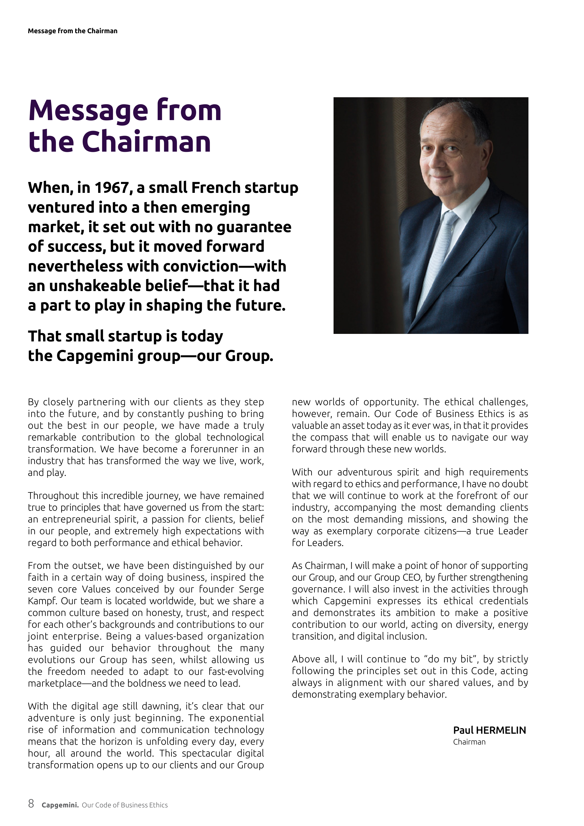 Capgemini Our Code of Business Ethics Handbook — page 8