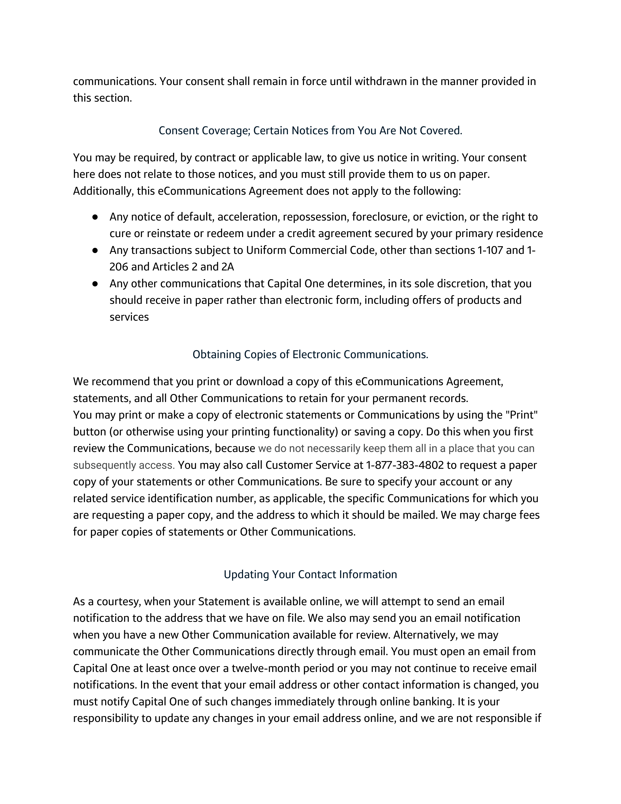 Capital One Electronic Communications Agreement — page 5