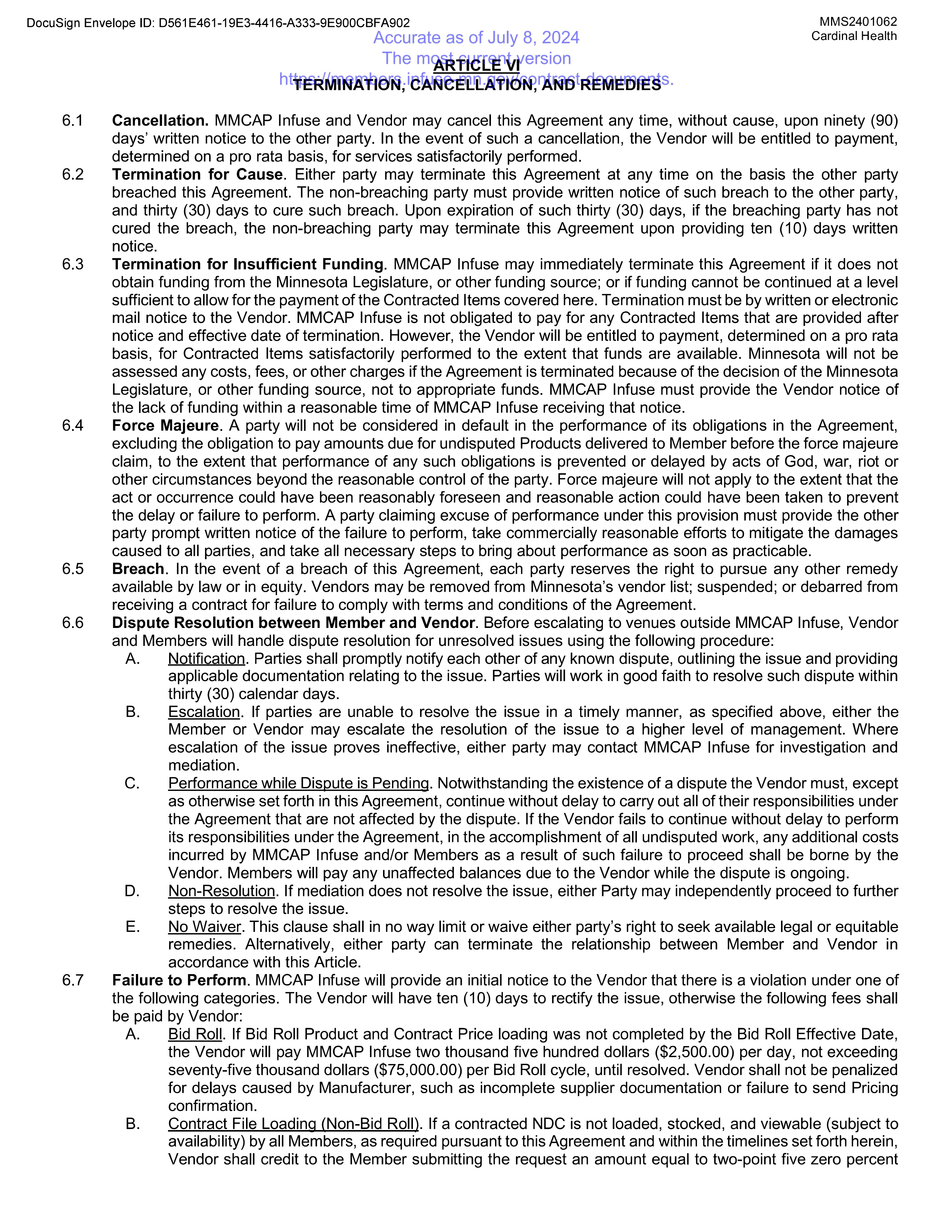 Cardinal Health Contract Change — page 30