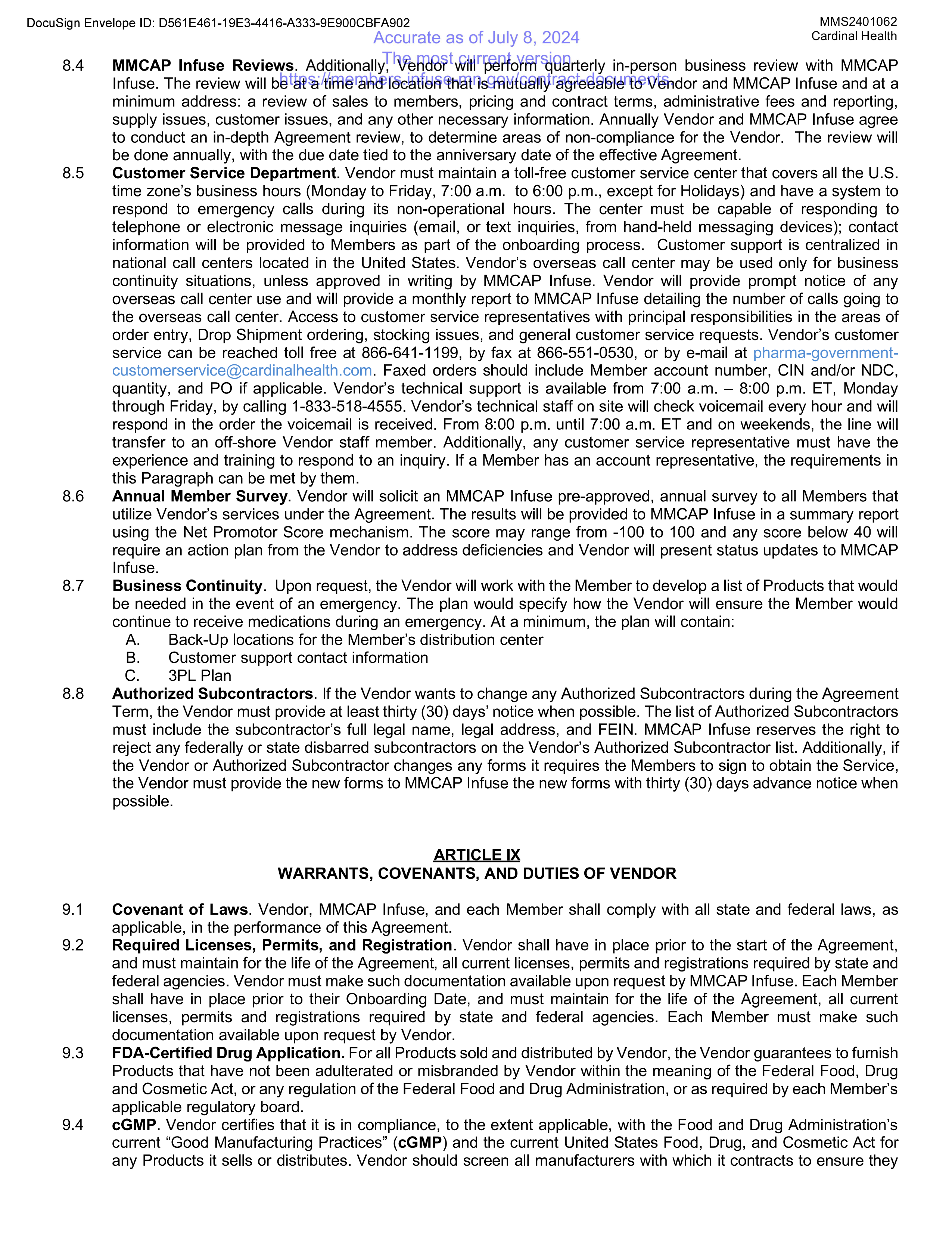 Cardinal Health Contract Change — page 37