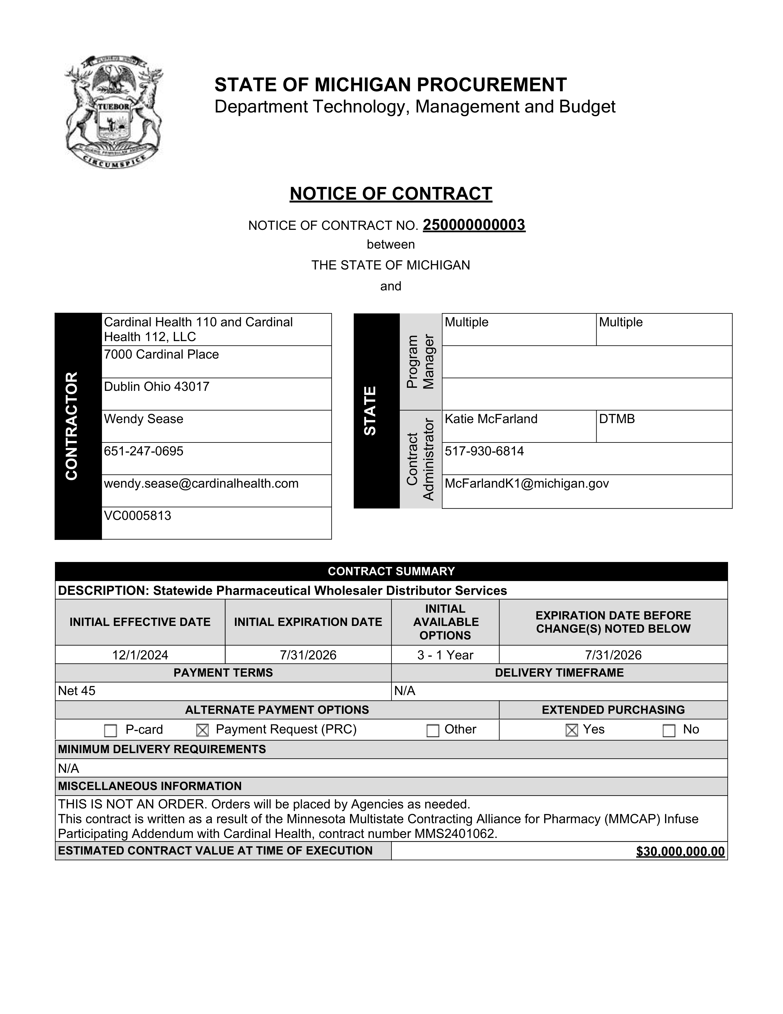 Cardinal Health Contract Change — page 4