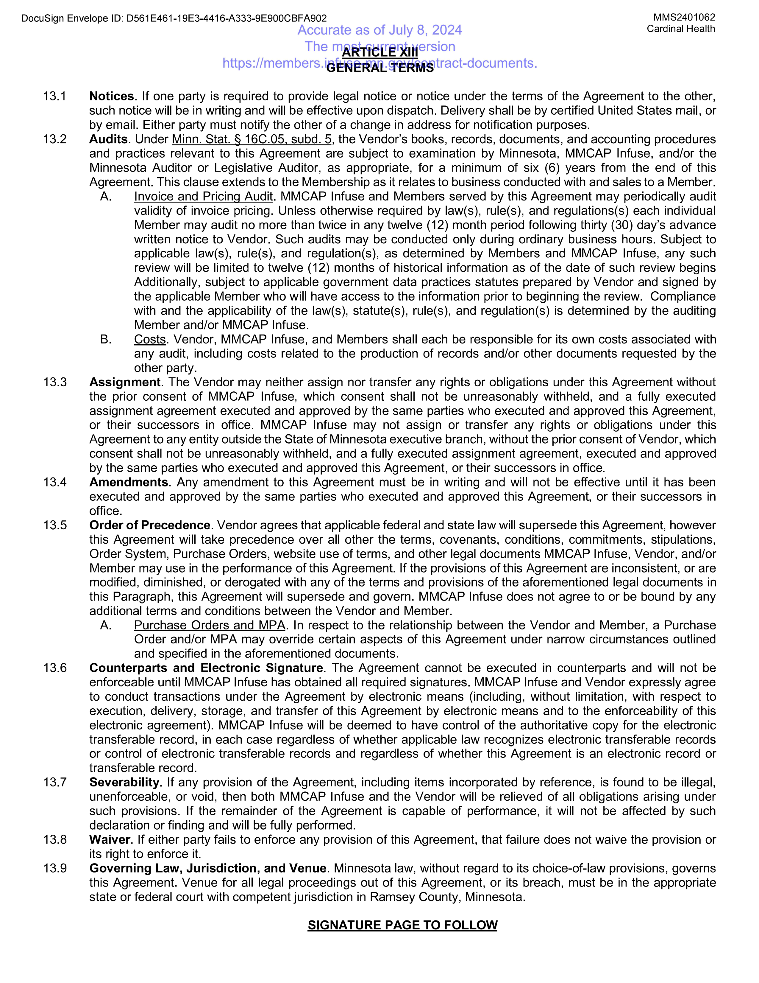 Cardinal Health Contract Change — page 43