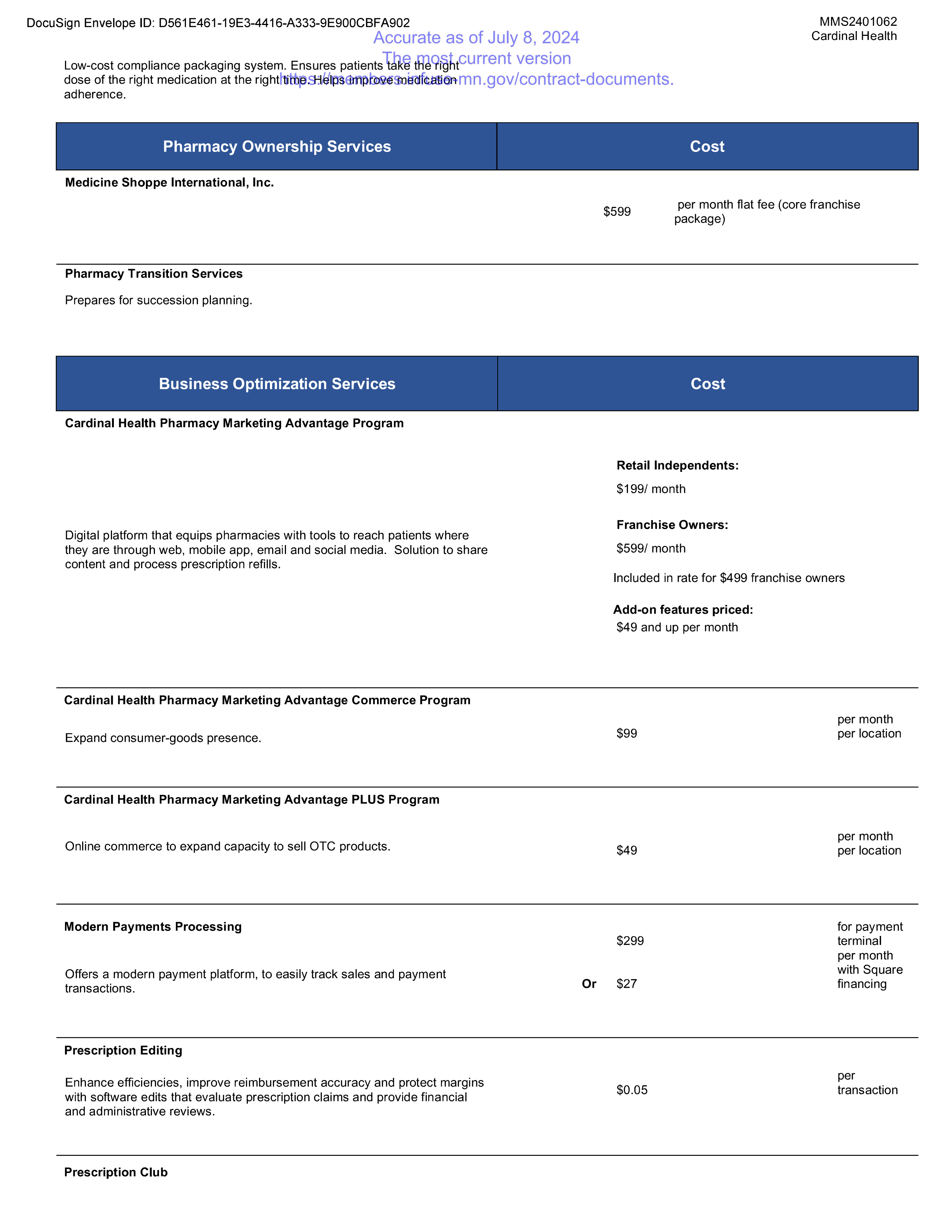 Cardinal Health Contract Change — page 52