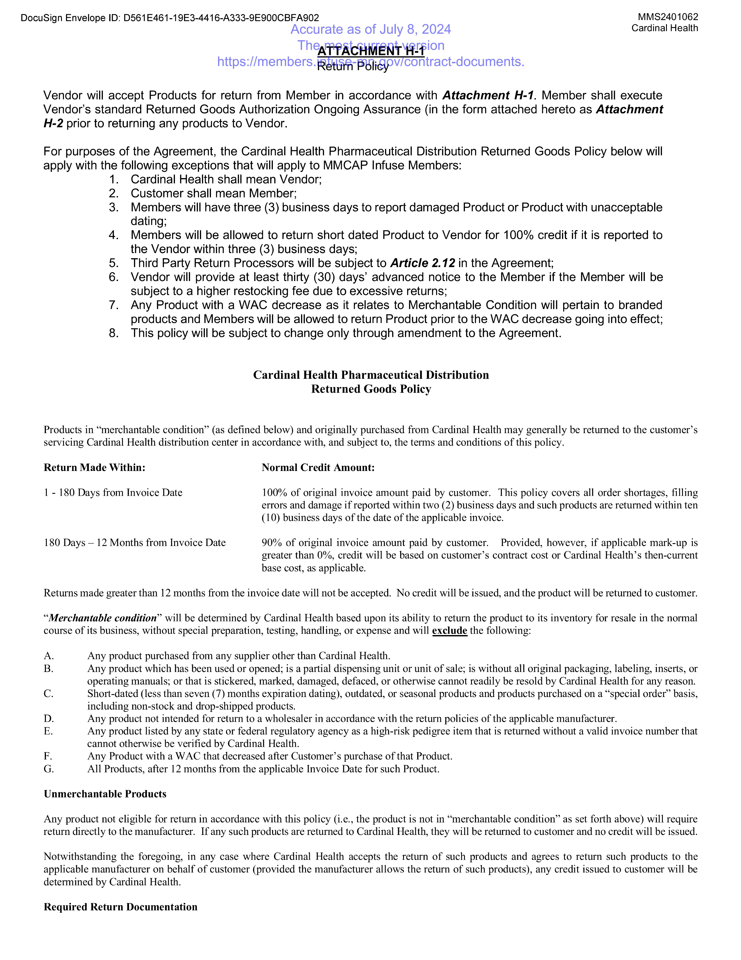 Cardinal Health Contract Change — page 70
