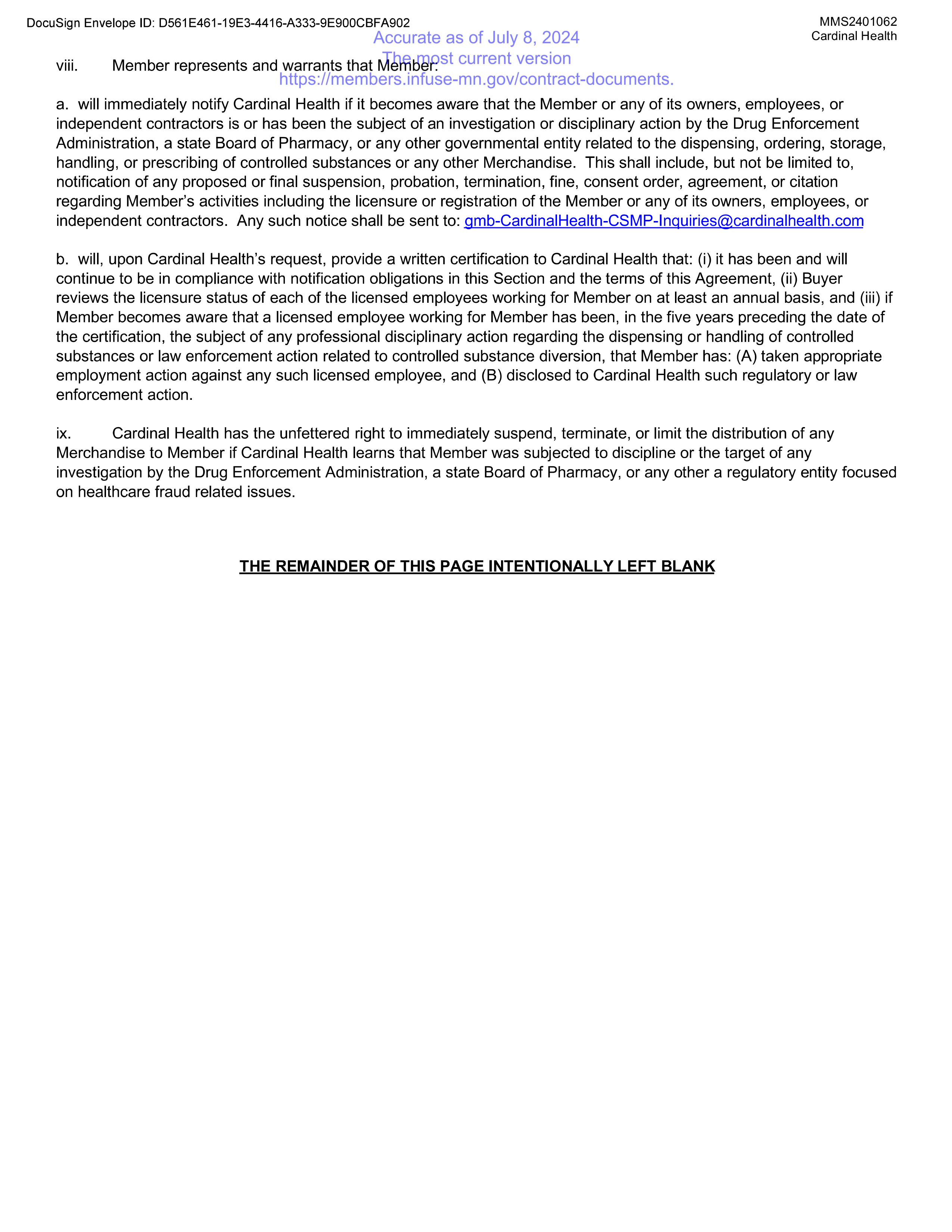Cardinal Health Contract Change — page 75