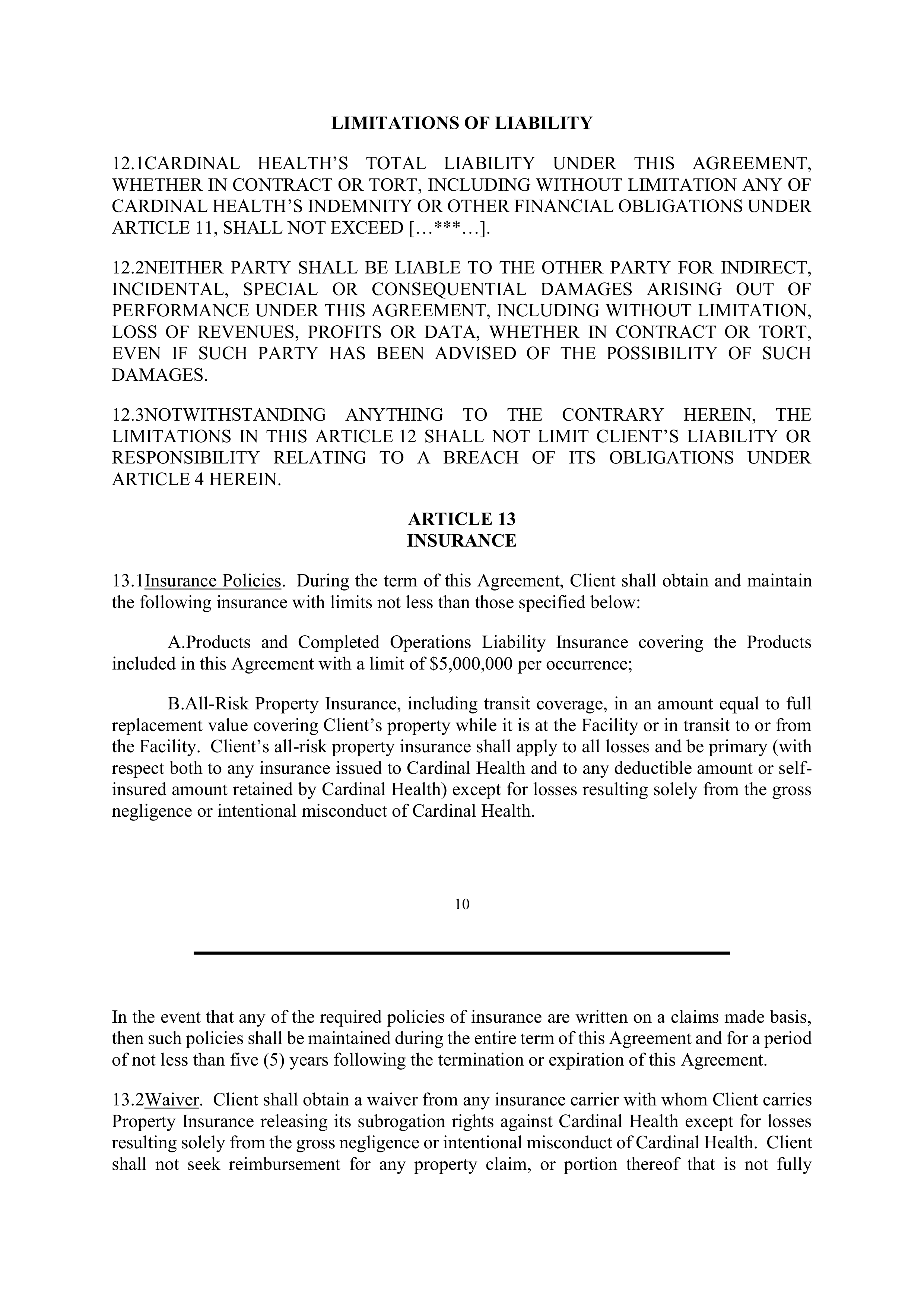 Cardinal Health Exclusive Distribution Agreement — page 11