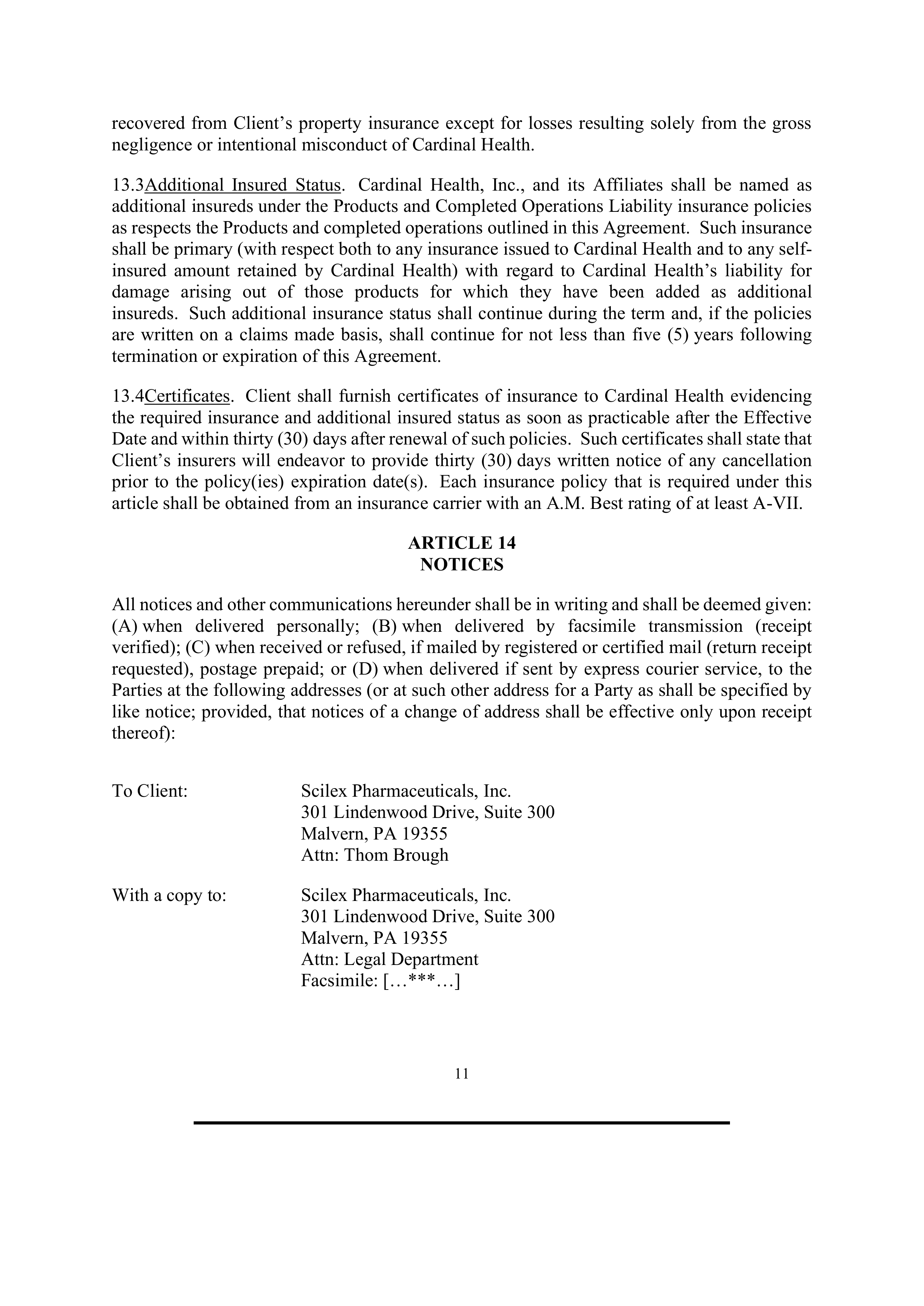 Cardinal Health Exclusive Distribution Agreement — page 12