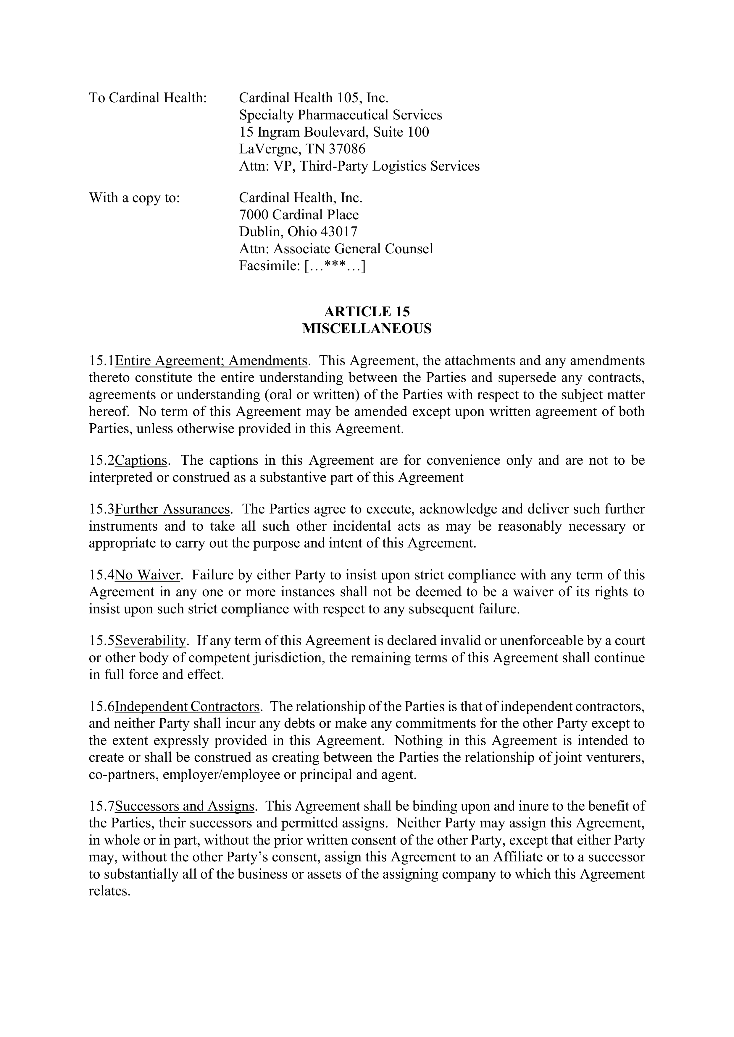 Cardinal Health Exclusive Distribution Agreement — page 13