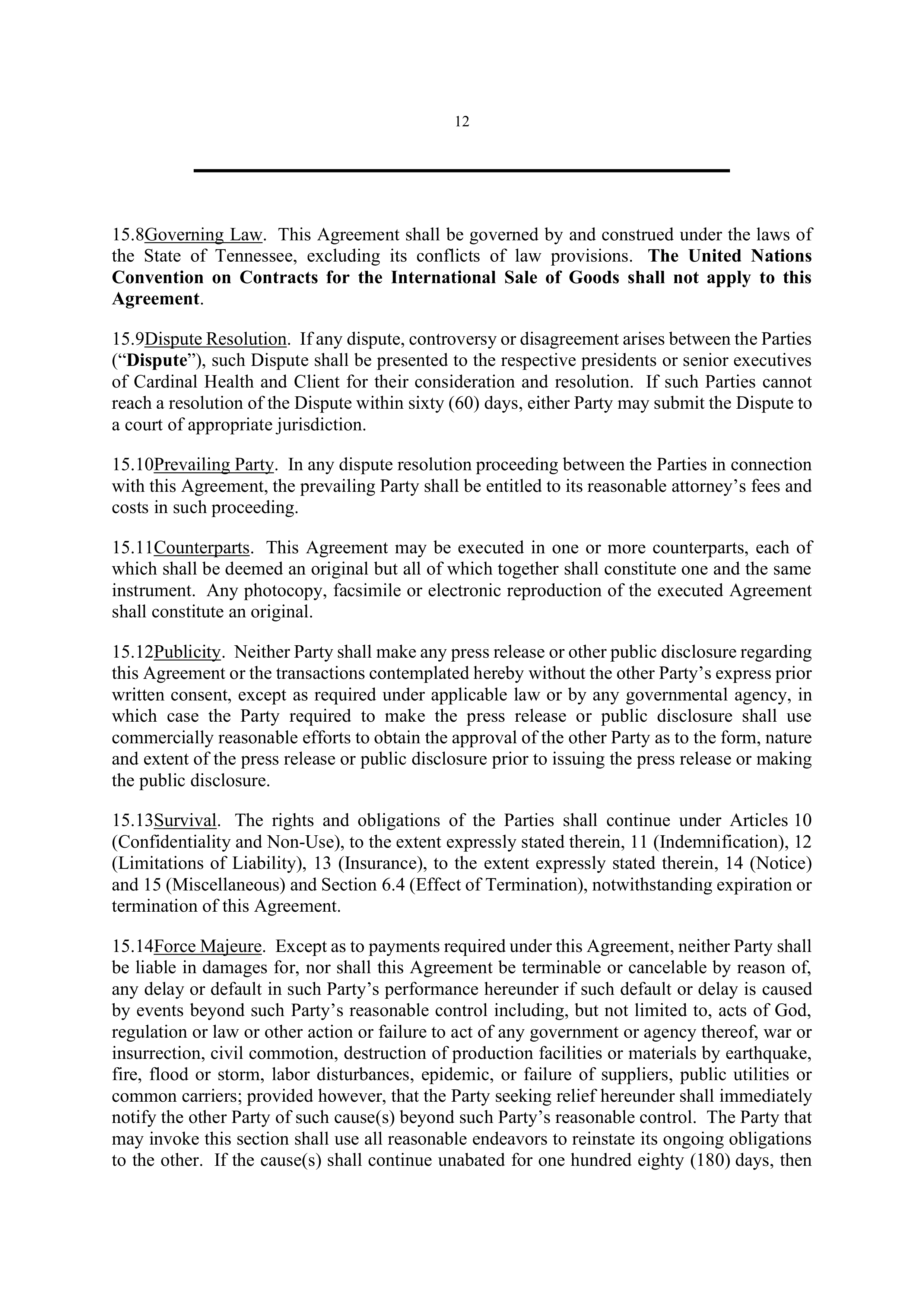 Cardinal Health Exclusive Distribution Agreement — page 14