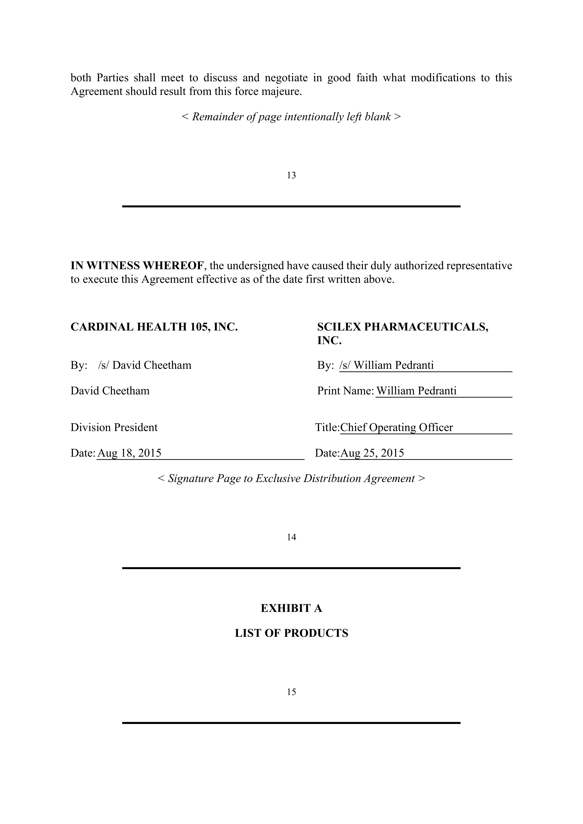 Cardinal Health Exclusive Distribution Agreement — page 15