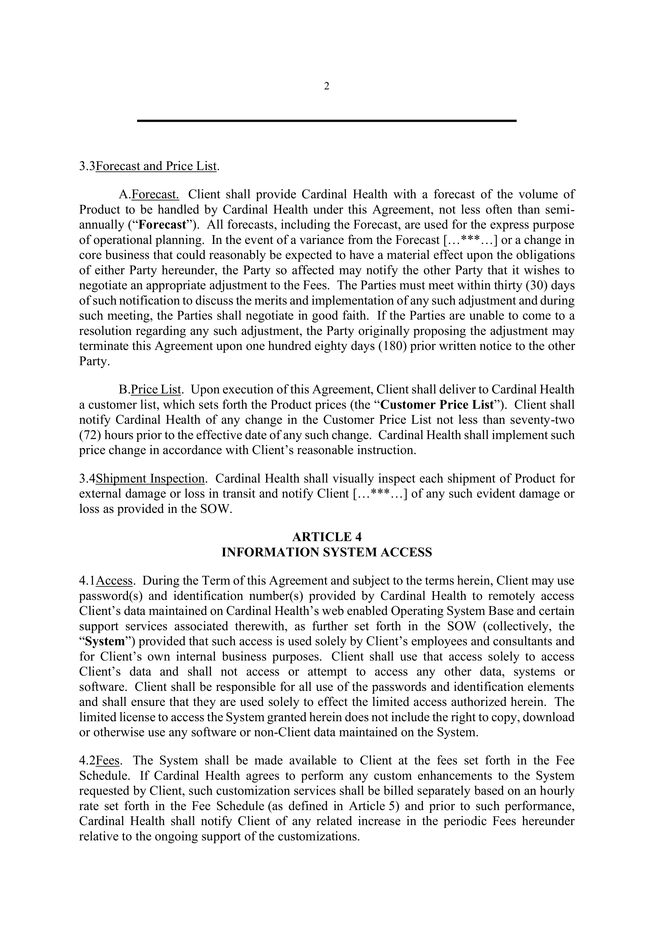 Cardinal Health Exclusive Distribution Agreement — page 3