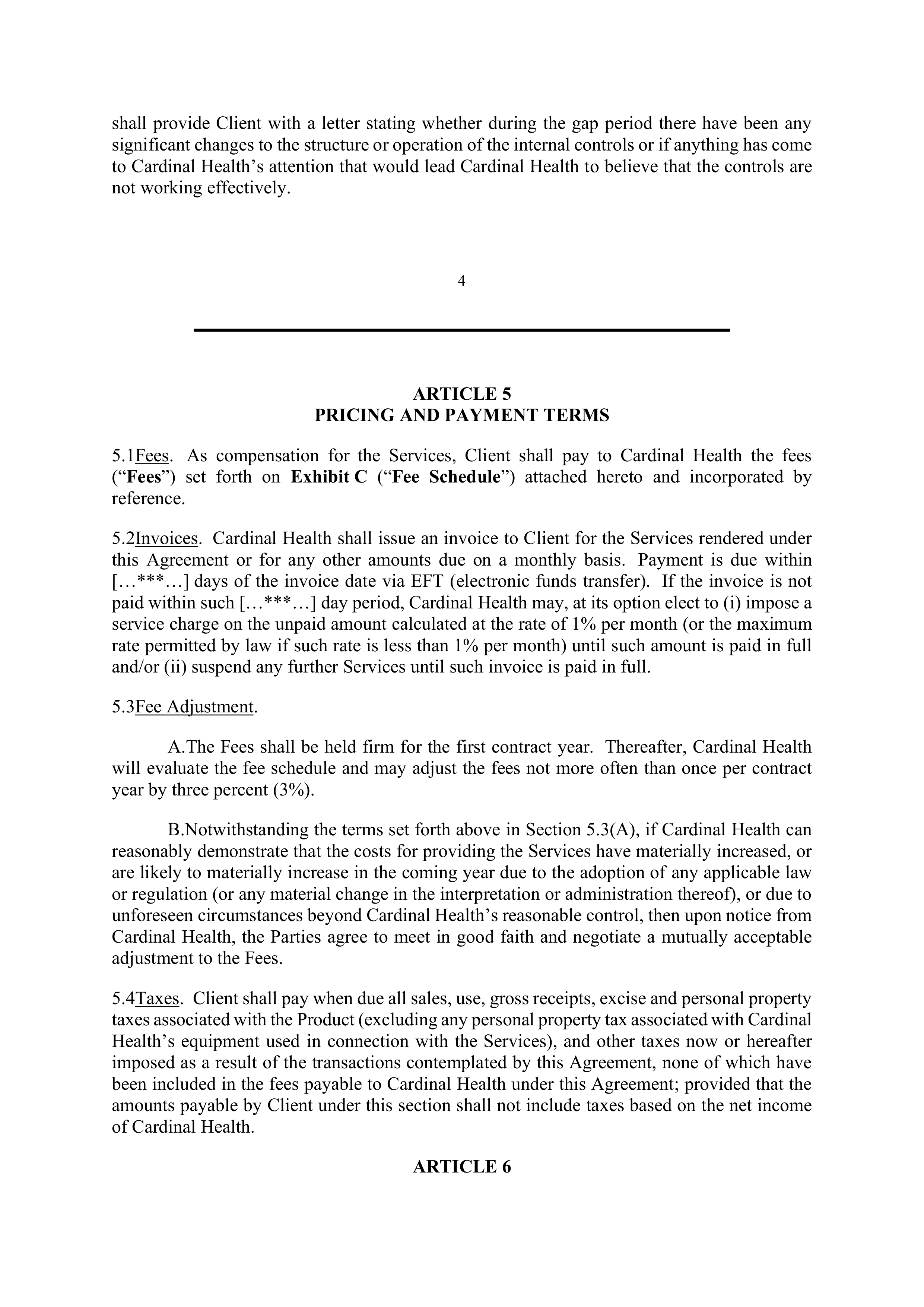 Cardinal Health Exclusive Distribution Agreement — page 5