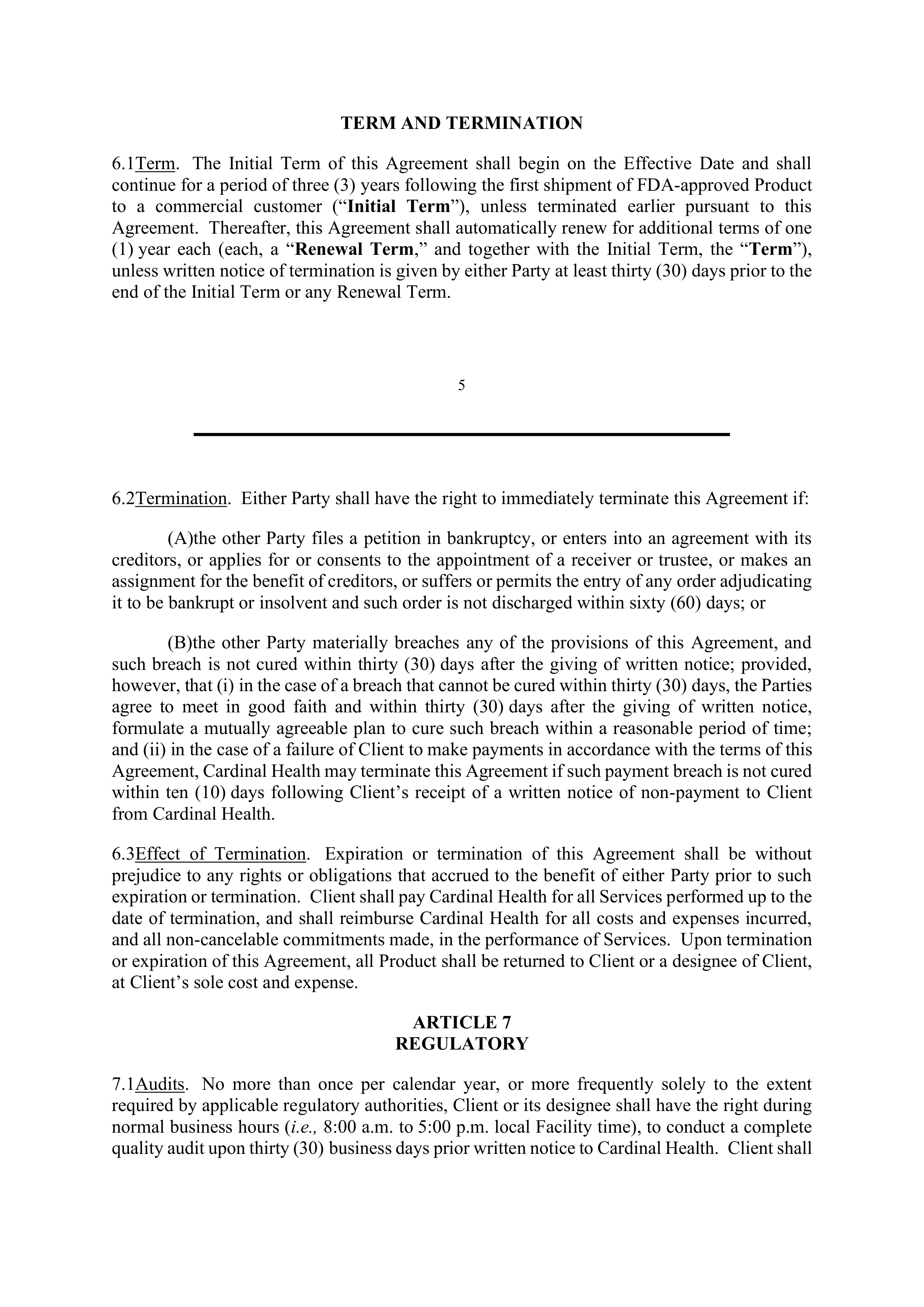 Cardinal Health Exclusive Distribution Agreement — page 6