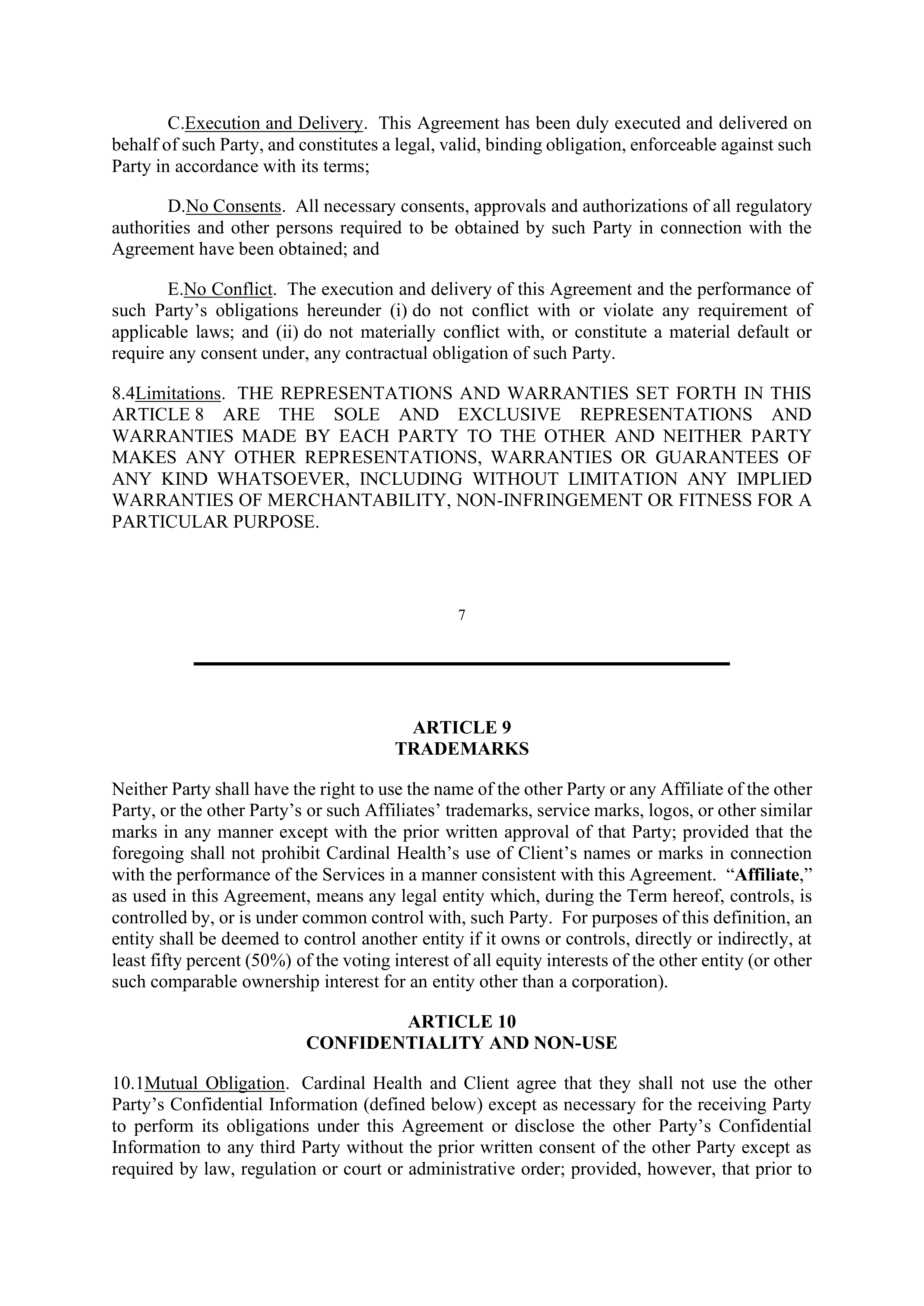 Cardinal Health Exclusive Distribution Agreement — page 8