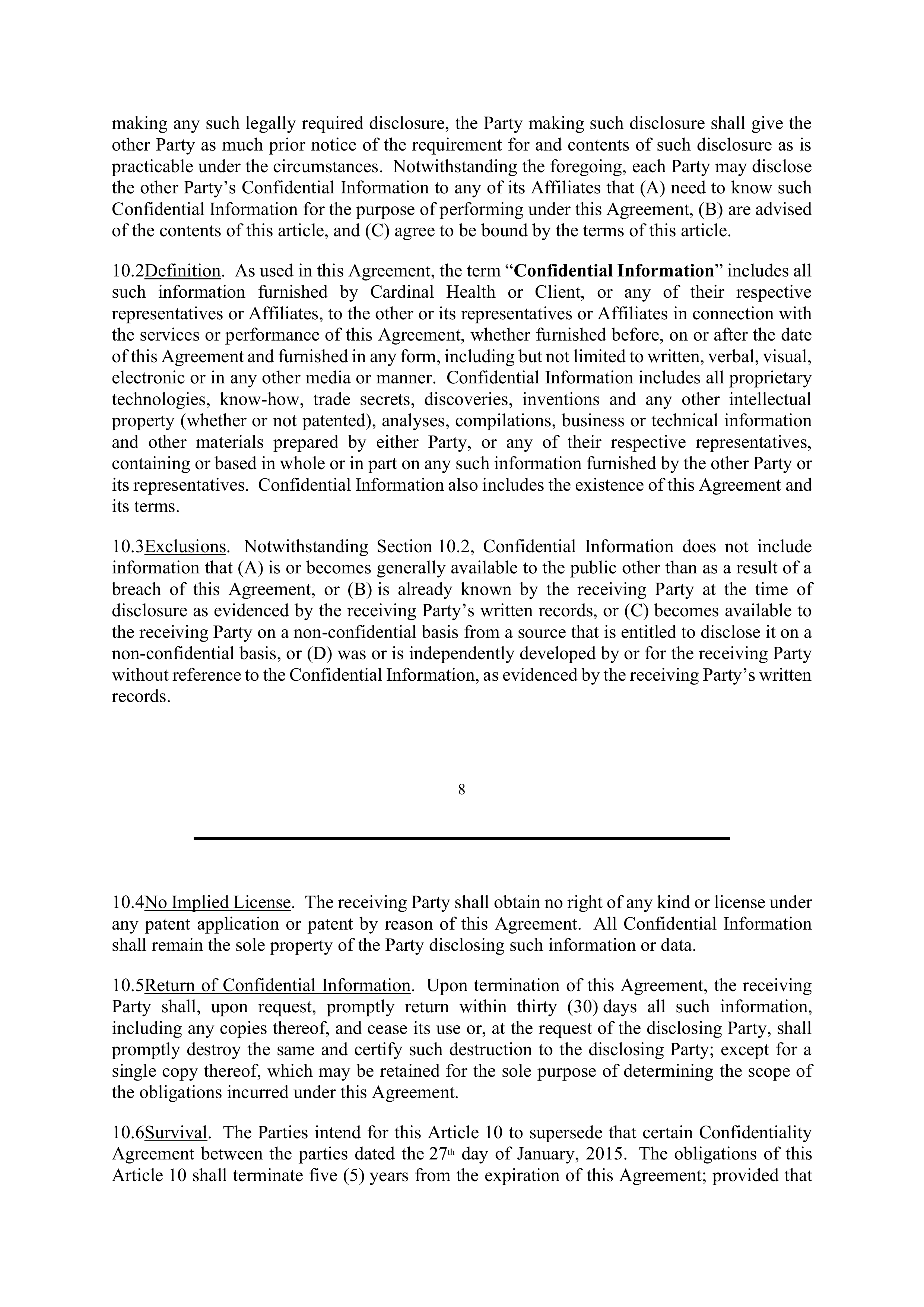 Cardinal Health Exclusive Distribution Agreement — page 9