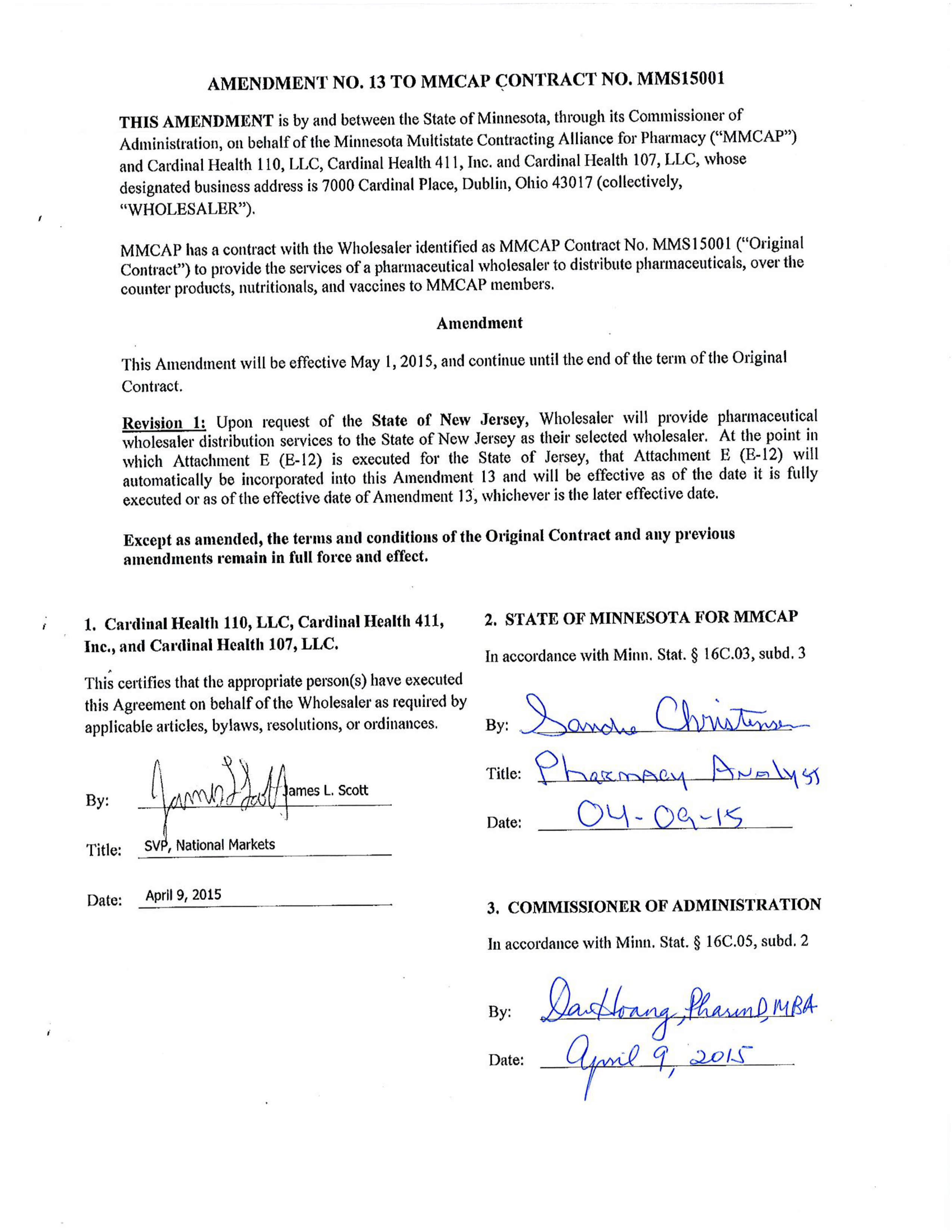 Cardinal Health Pharmaceutical Wholesaler Services Contract — page 100