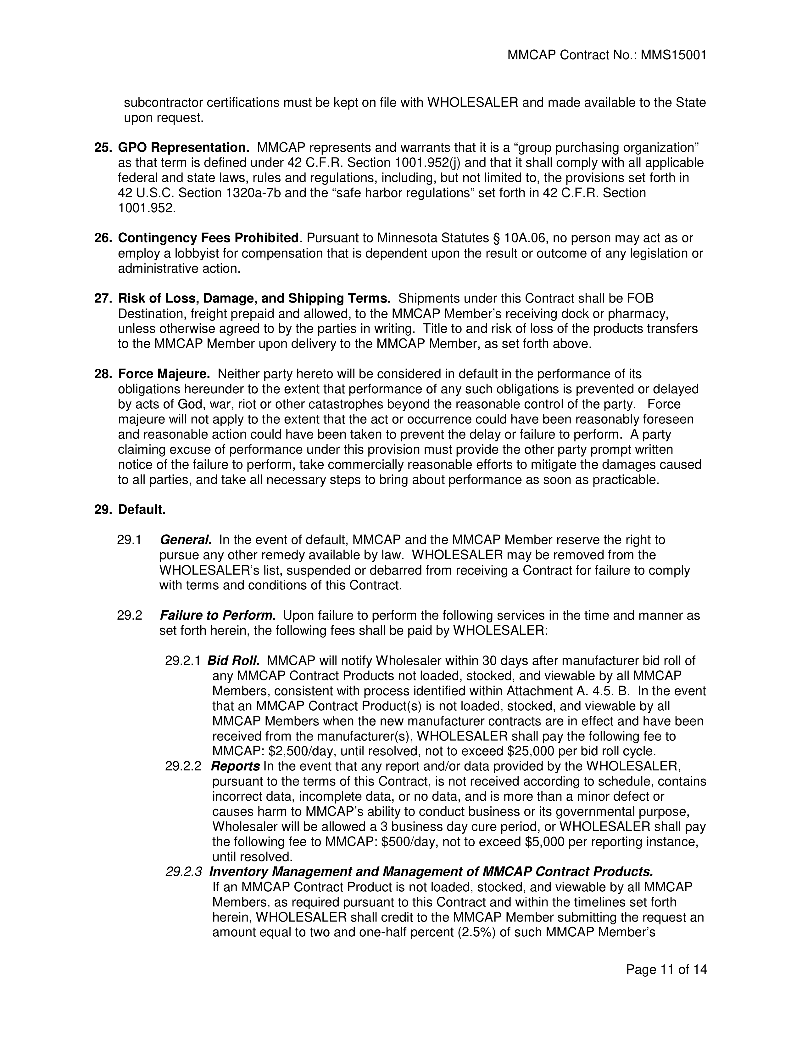 Cardinal Health Pharmaceutical Wholesaler Services Contract — page 11