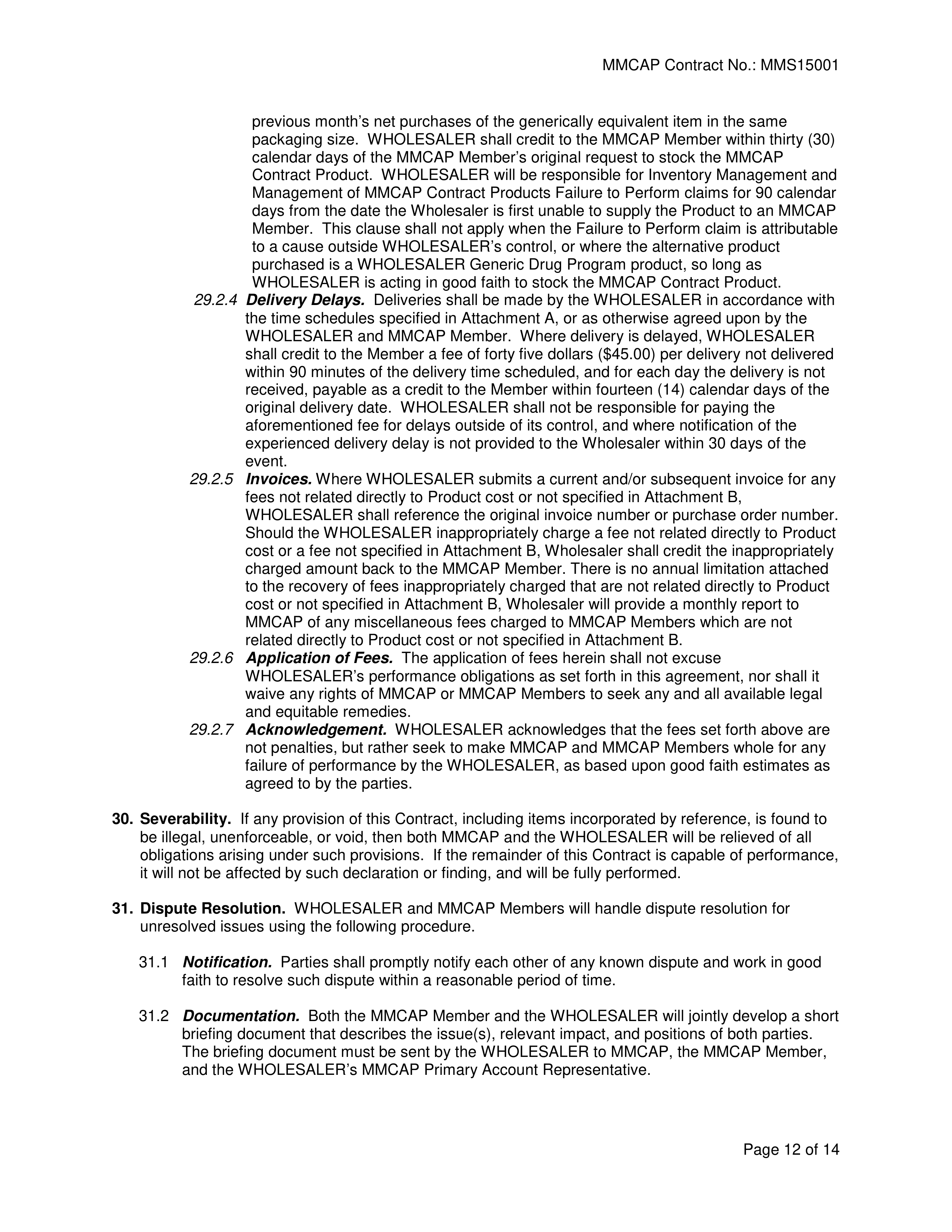 Cardinal Health Pharmaceutical Wholesaler Services Contract — page 12