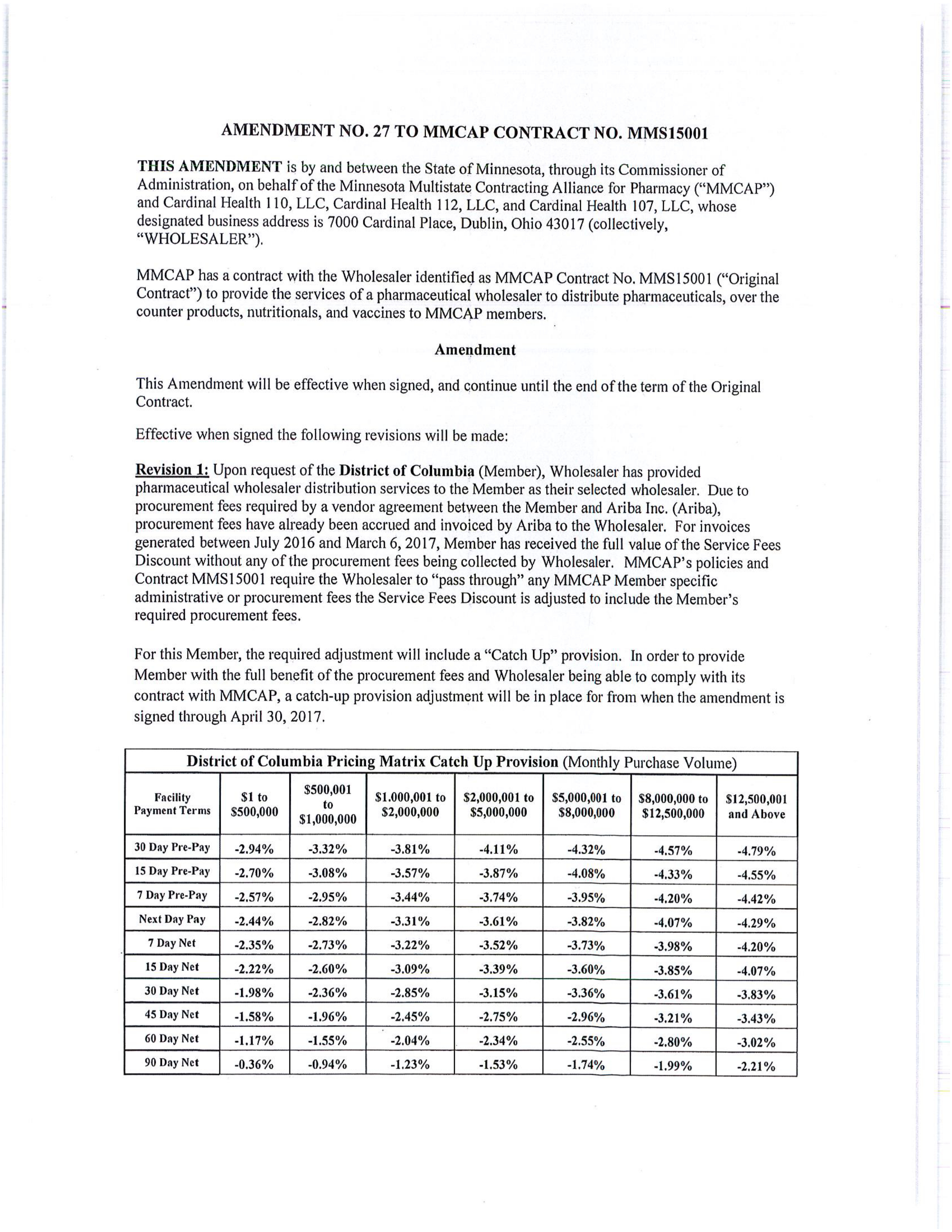 Cardinal Health Pharmaceutical Wholesaler Services Contract — page 129