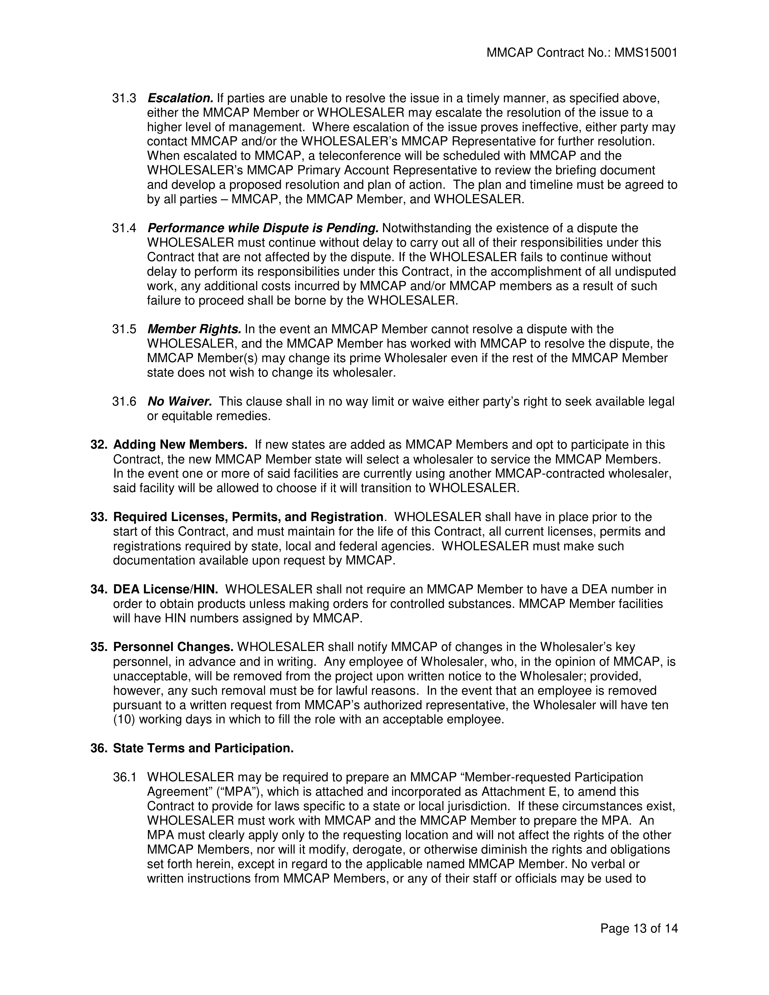 Cardinal Health Pharmaceutical Wholesaler Services Contract — page 13