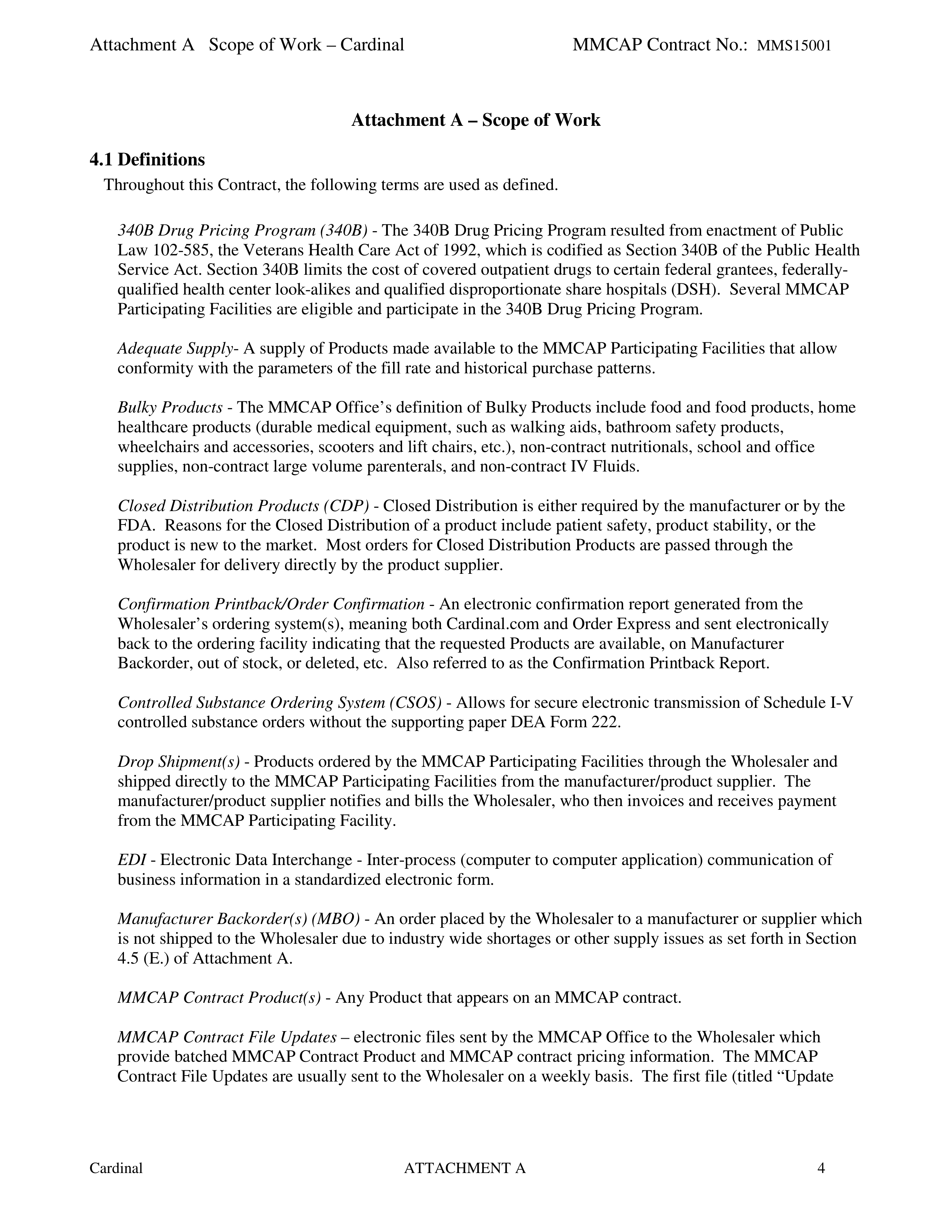 Cardinal Health Pharmaceutical Wholesaler Services Contract — page 18