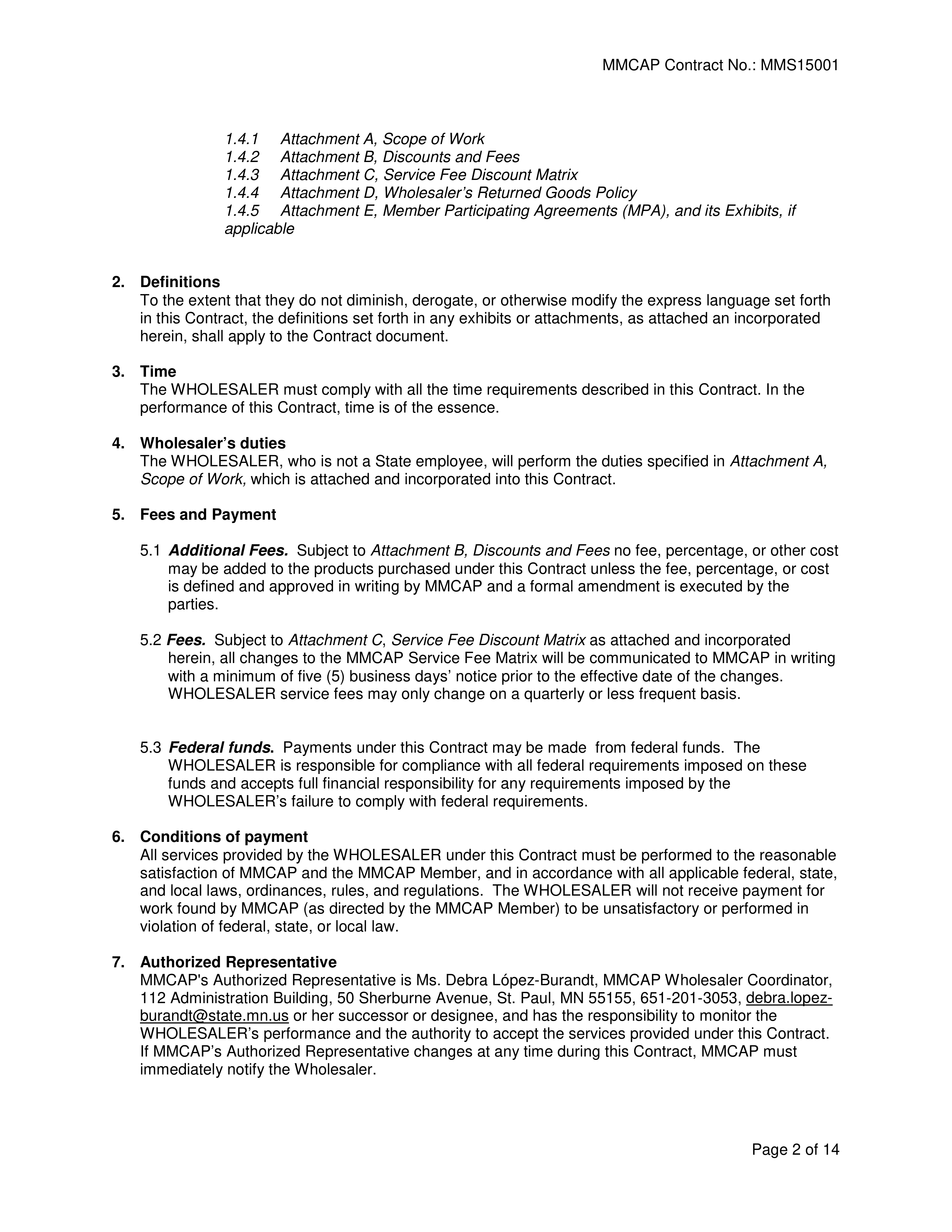 Cardinal Health Pharmaceutical Wholesaler Services Contract — page 2