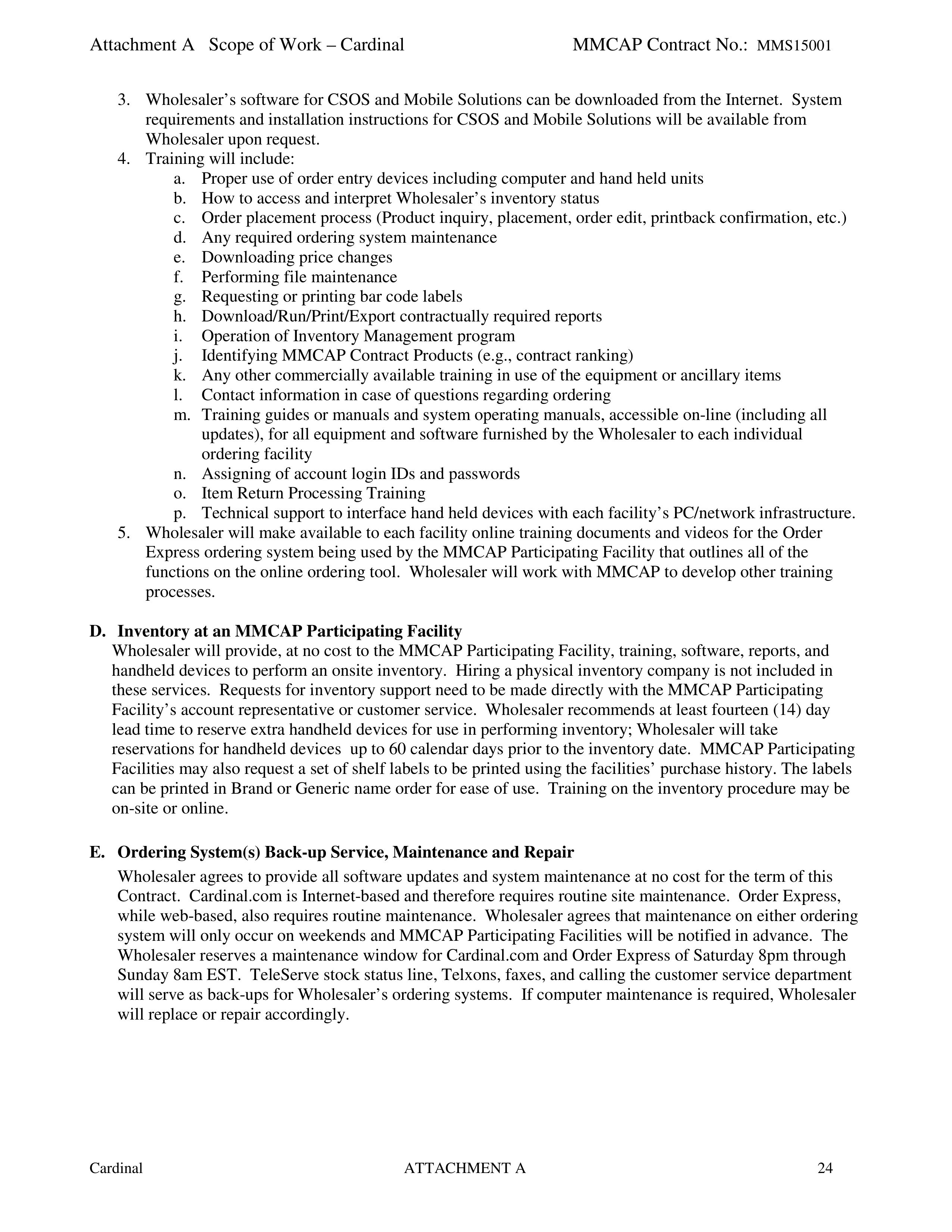 Cardinal Health Pharmaceutical Wholesaler Services Contract — page 38