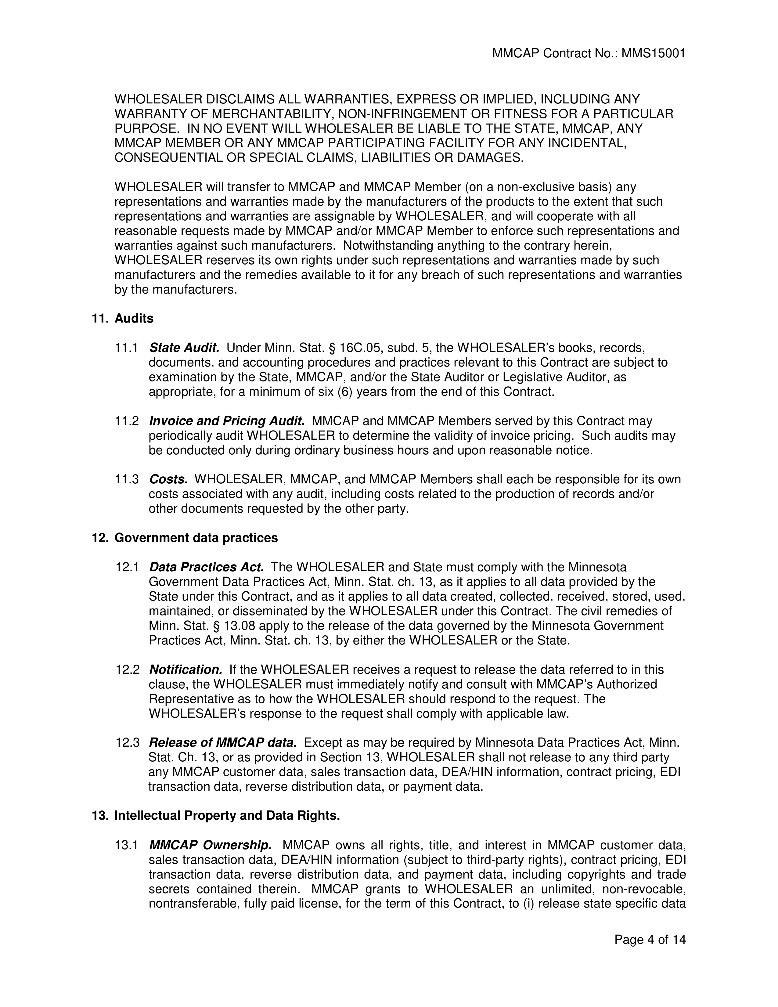 Cardinal Health Pharmaceutical Wholesaler Services Contract — page 4