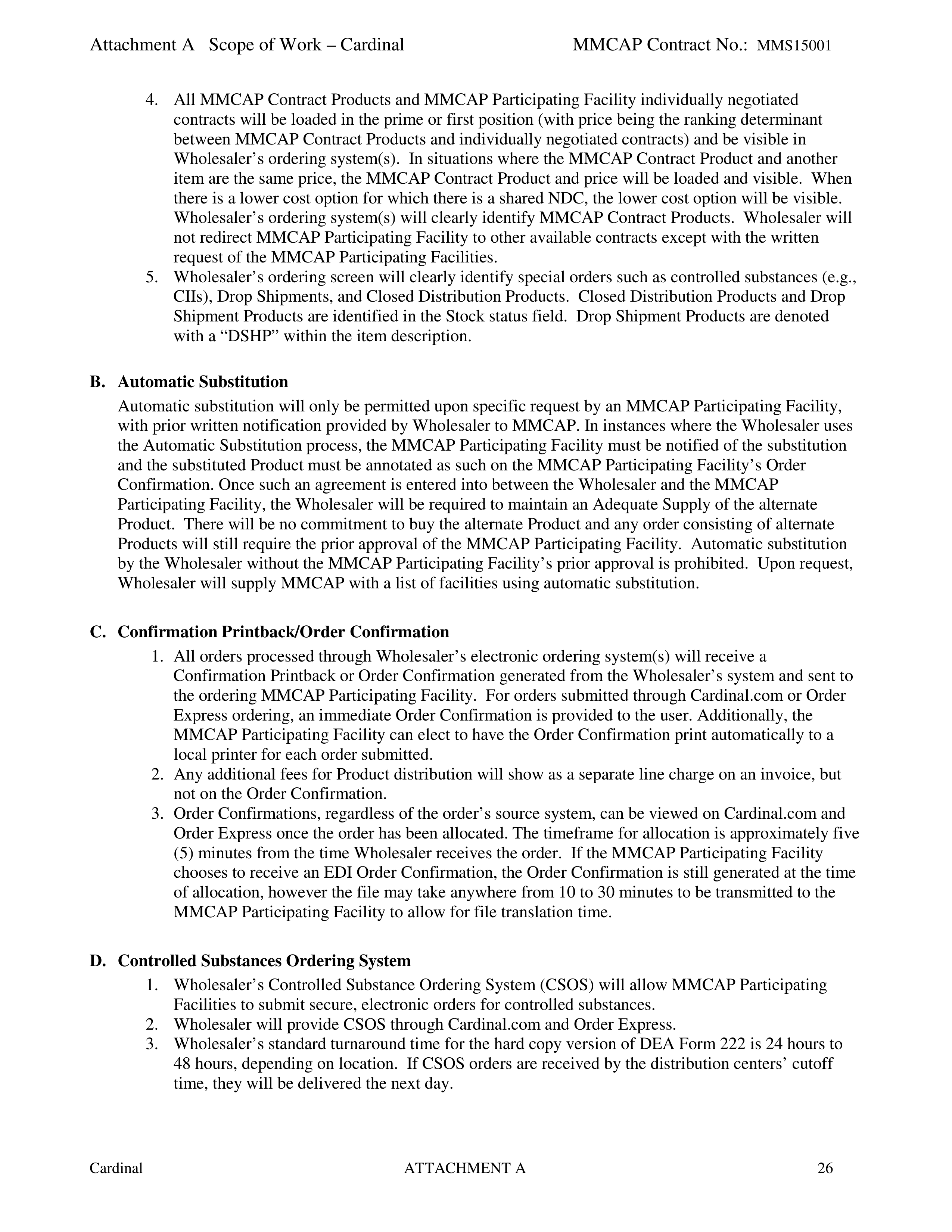 Cardinal Health Pharmaceutical Wholesaler Services Contract — page 40