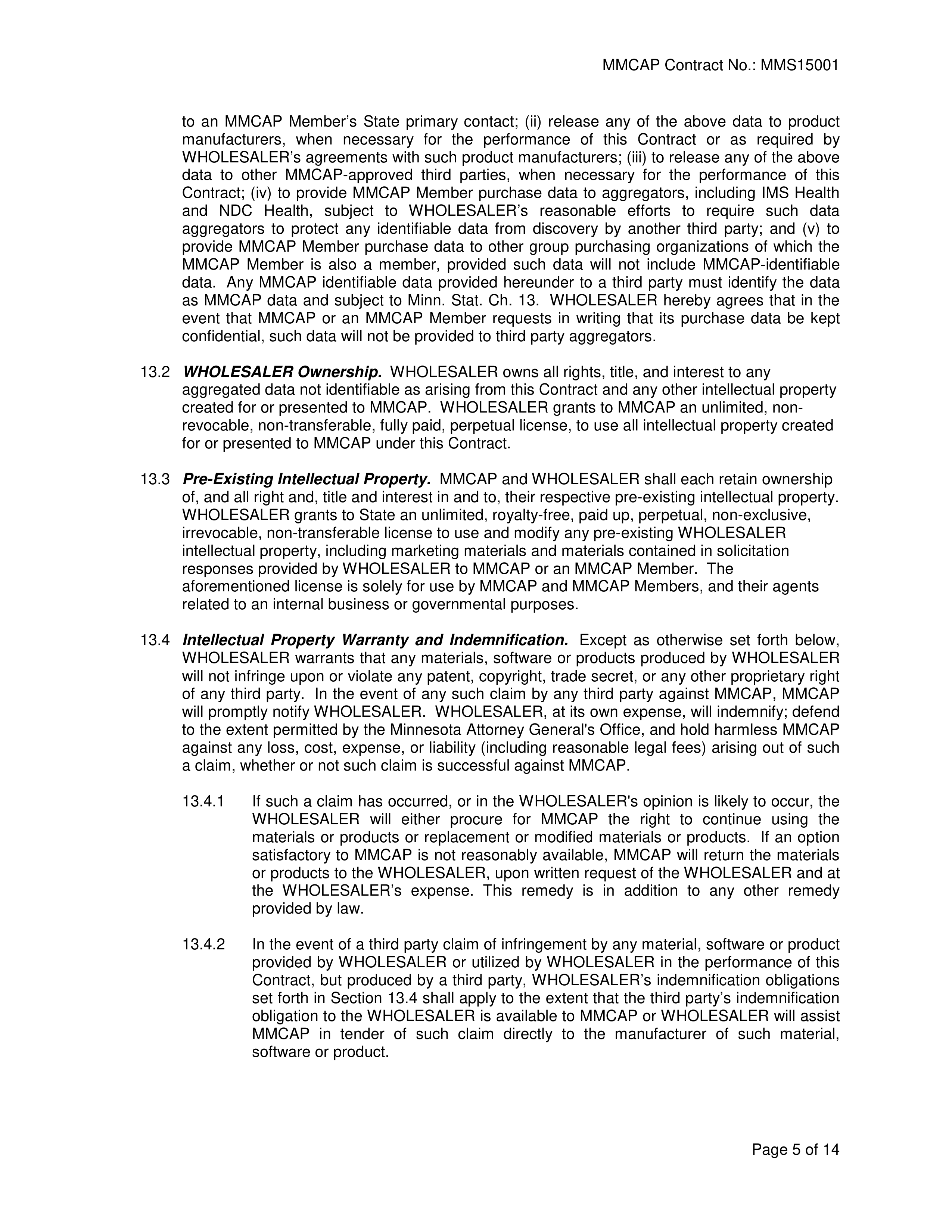 Cardinal Health Pharmaceutical Wholesaler Services Contract — page 5