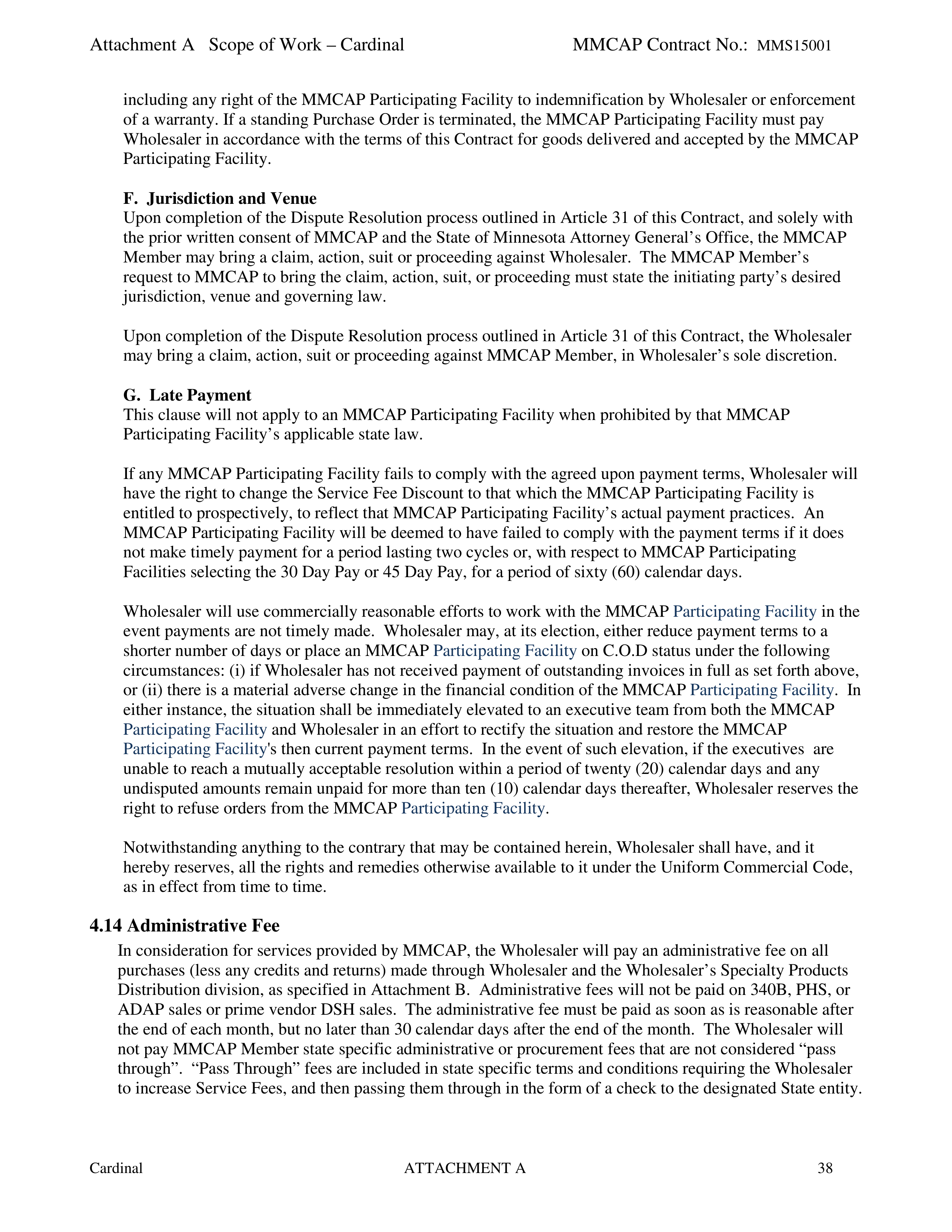 Cardinal Health Pharmaceutical Wholesaler Services Contract — page 52