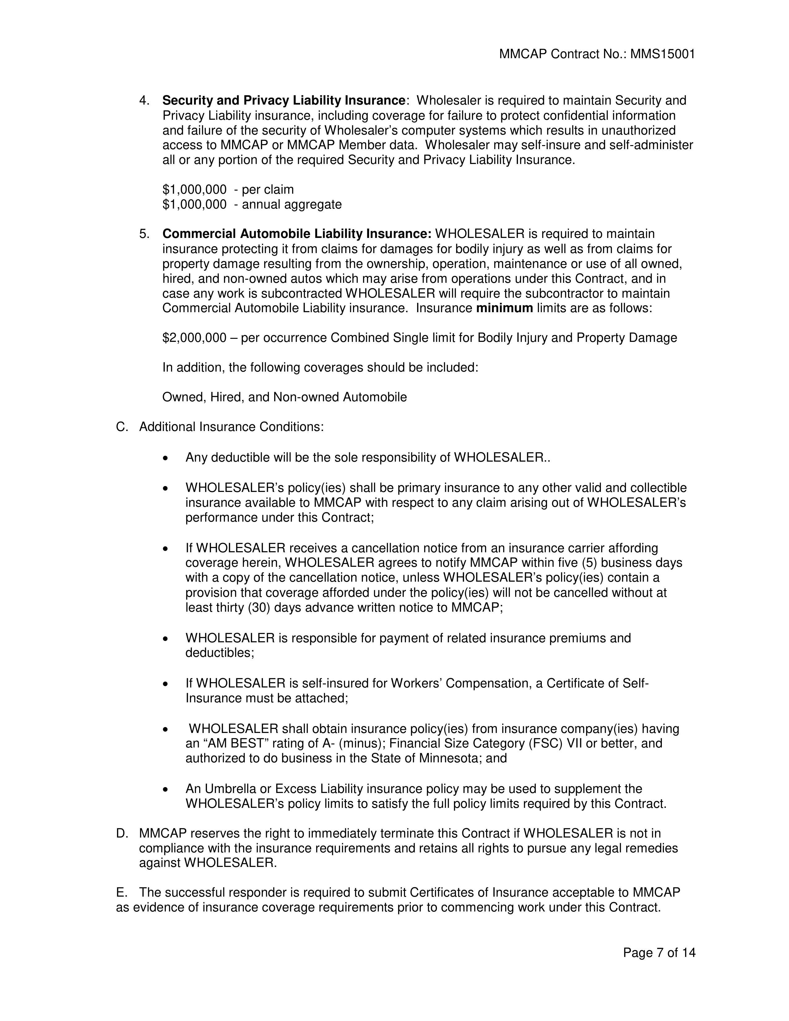 Cardinal Health Pharmaceutical Wholesaler Services Contract — page 7