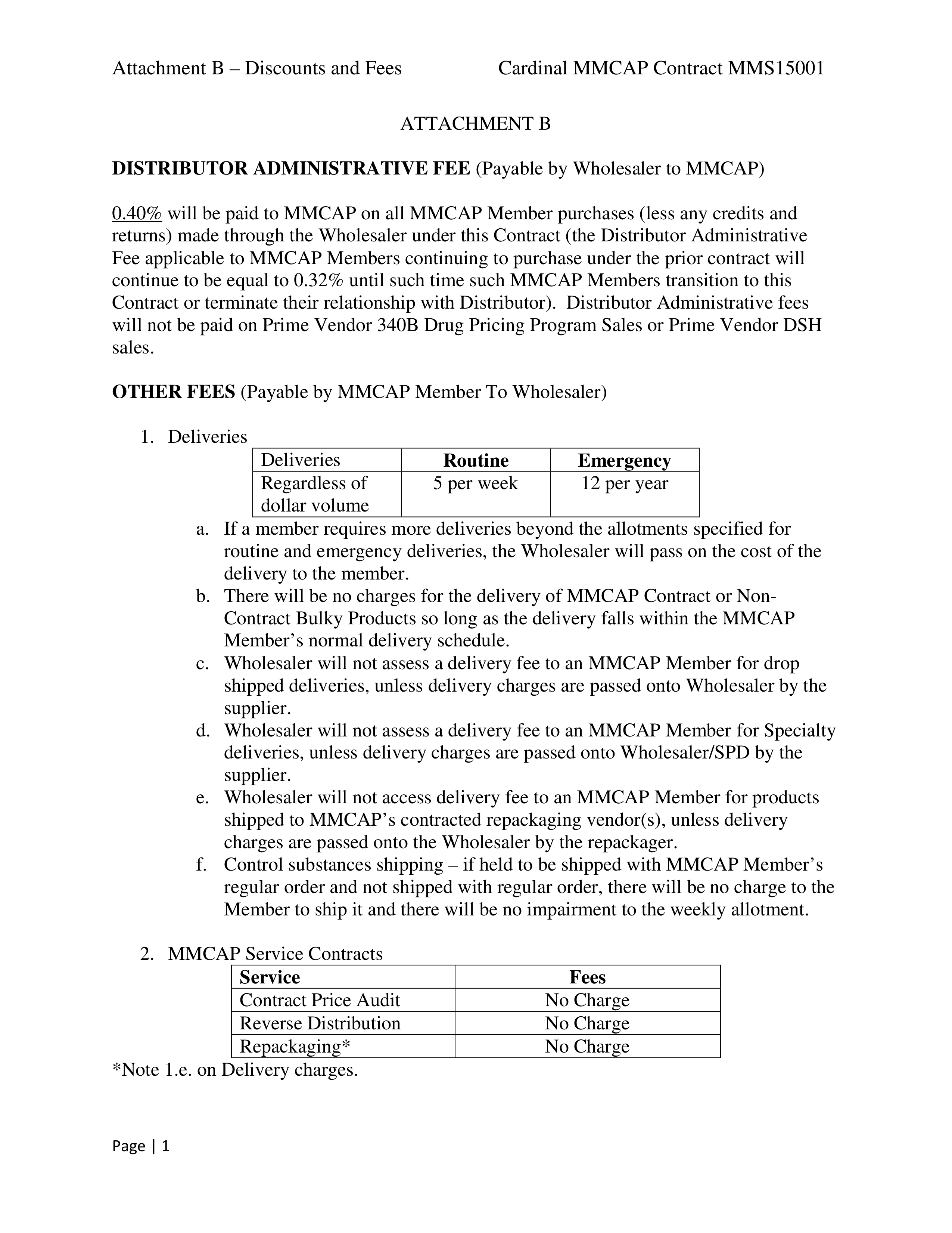 Cardinal Health Pharmaceutical Wholesaler Services Contract — page 71