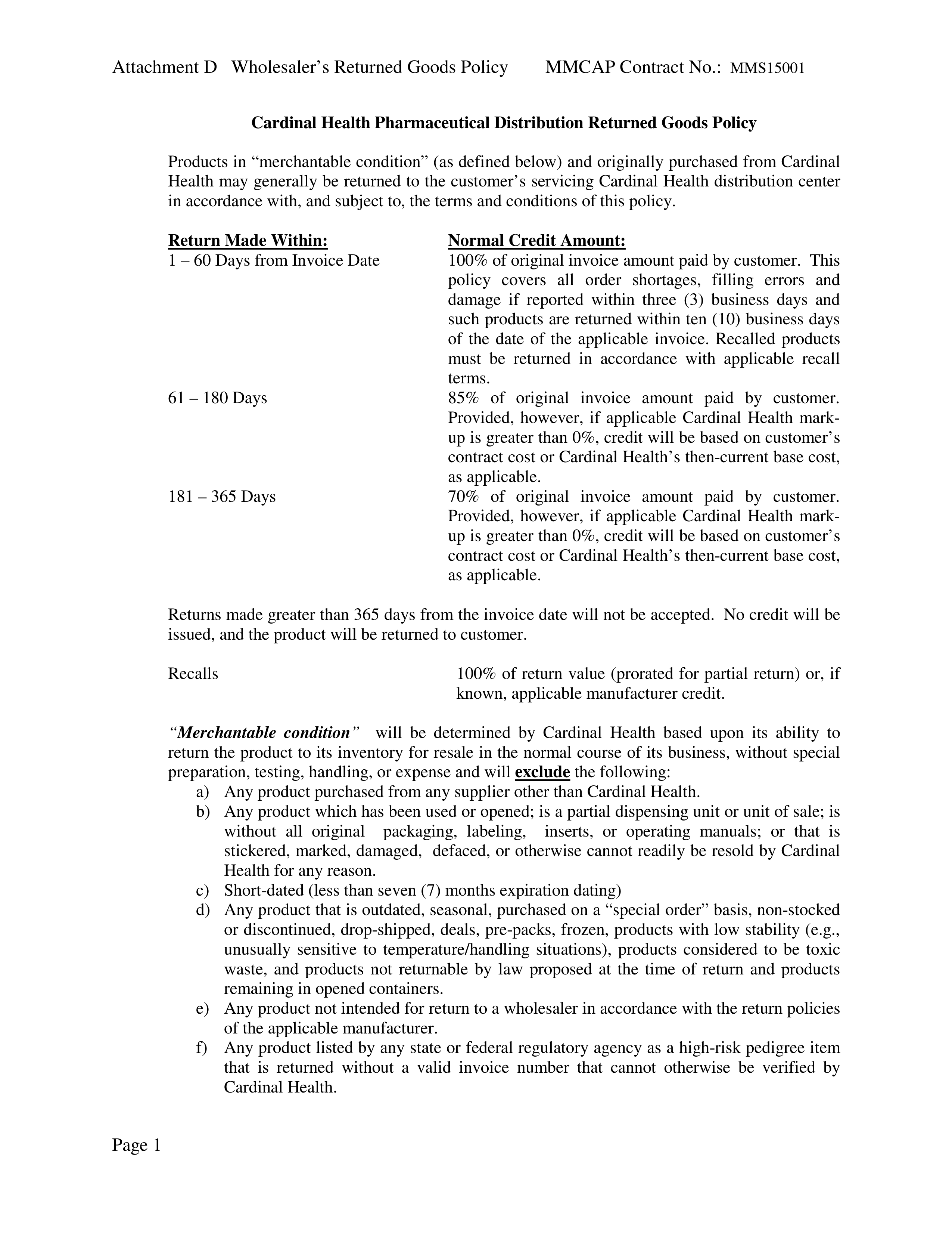 Cardinal Health Pharmaceutical Wholesaler Services Contract — page 77